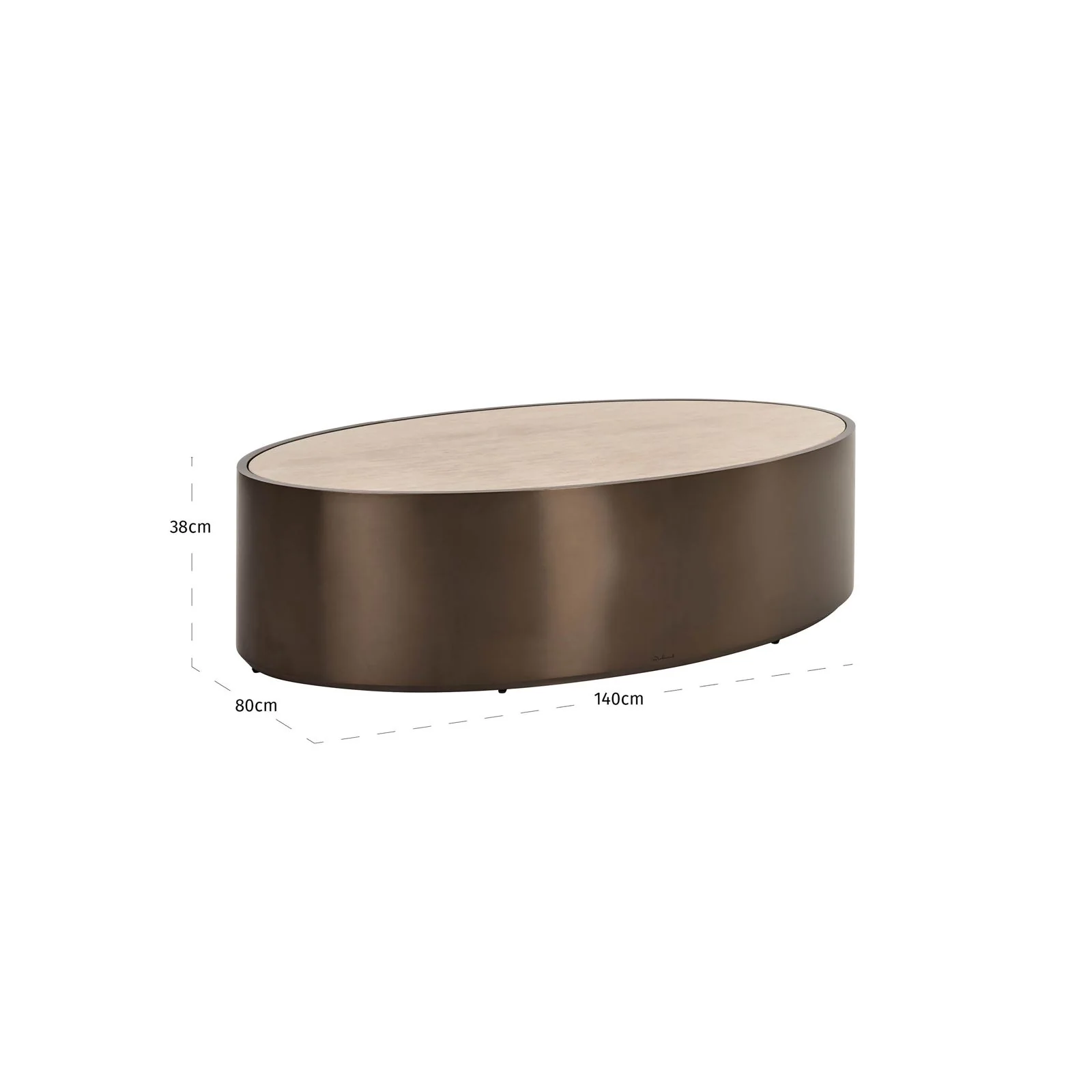 Couchtisch Bonanza in Kupfer, 140x80x38 cm - Image 3