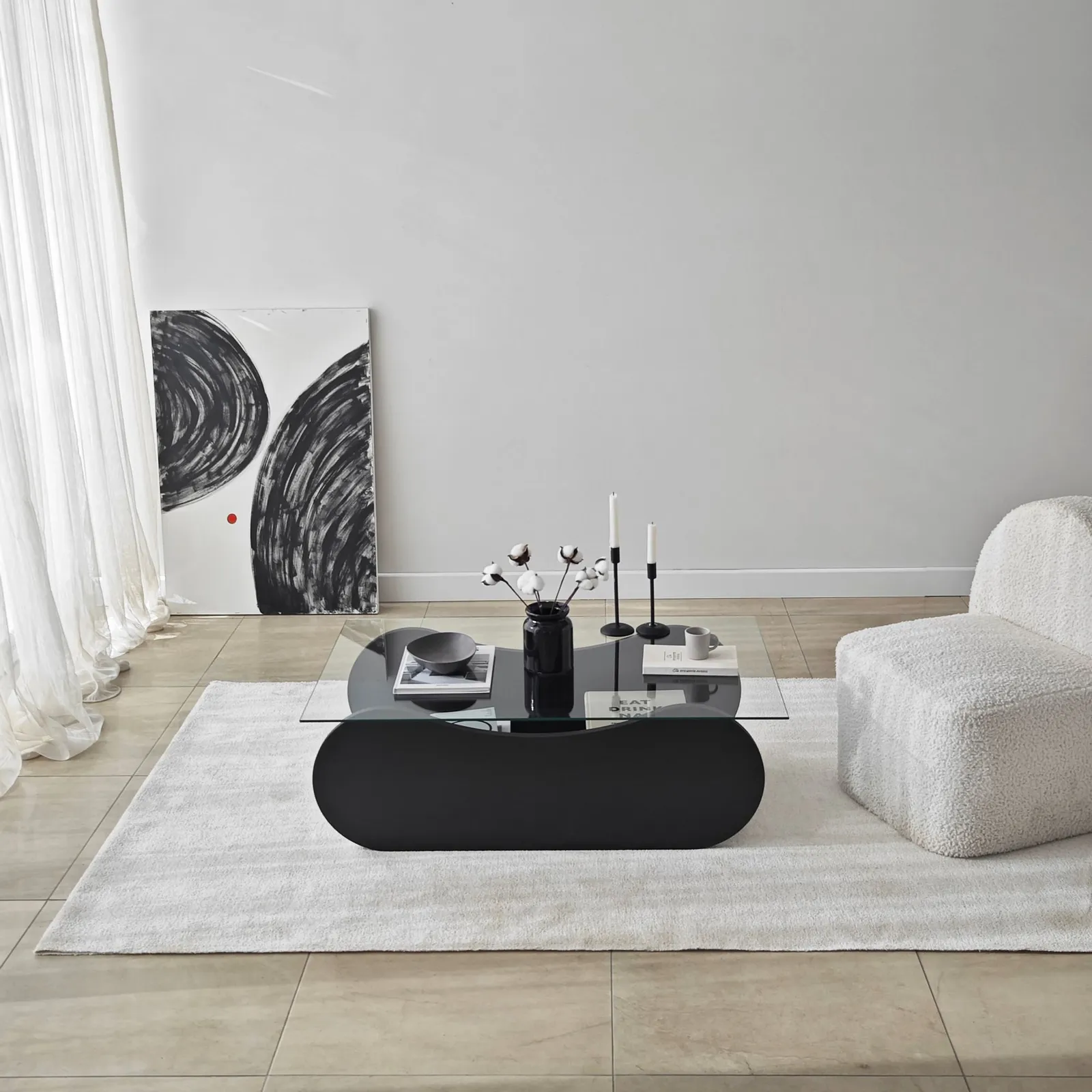Couchtisch Brise aus gehärtetem Glas und Holz, 105×65×35 cm - Image 14