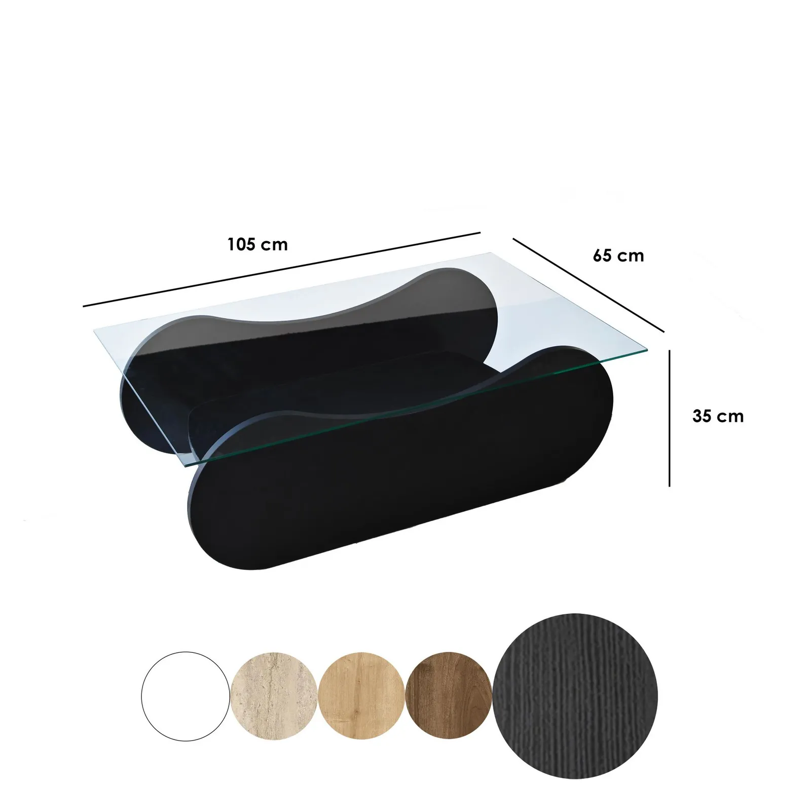 Couchtisch Brise aus gehärtetem Glas und Holz, 105×65×35 cm - Image 17