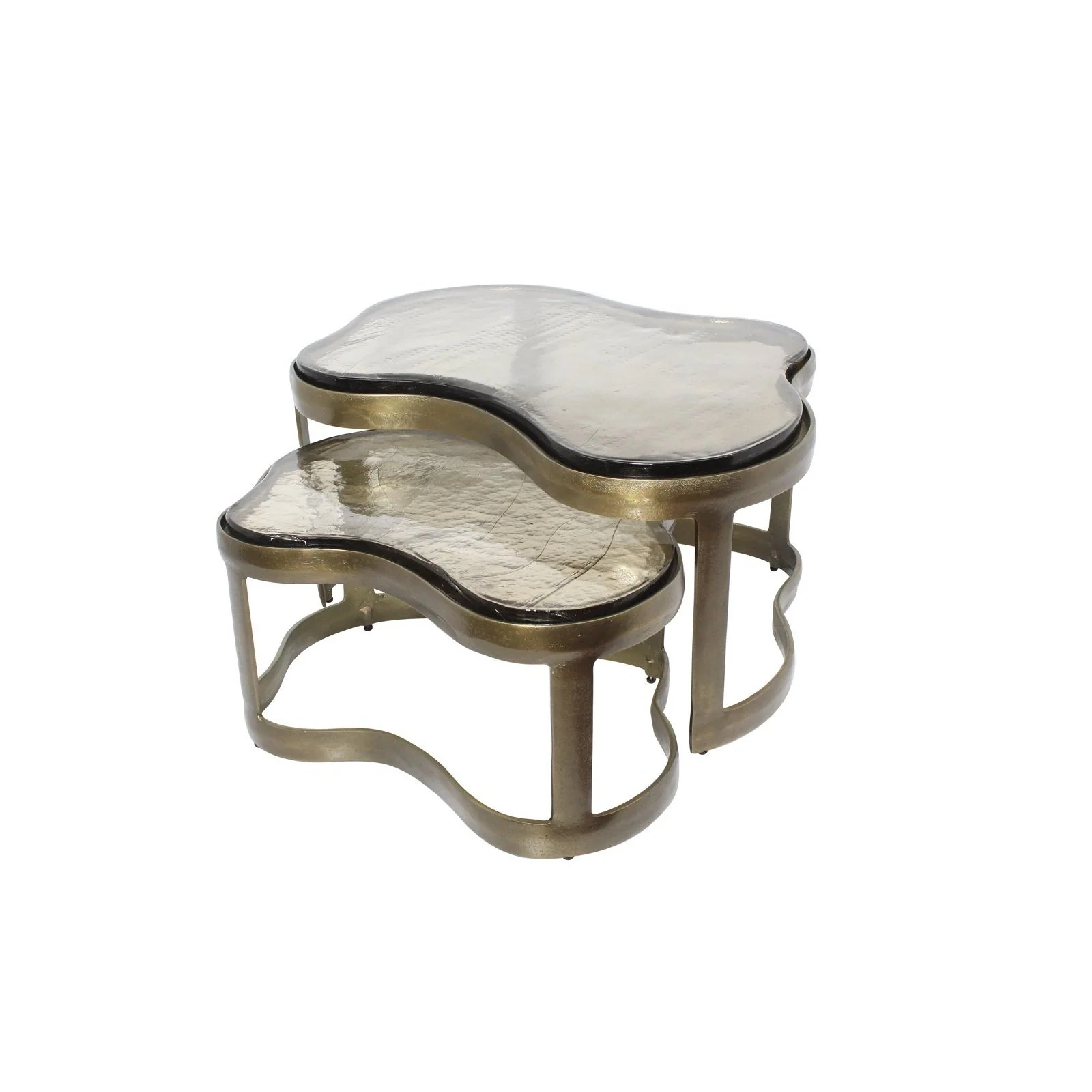 Couchtisch Fairfield mit Glas in brass antique 2er-Set