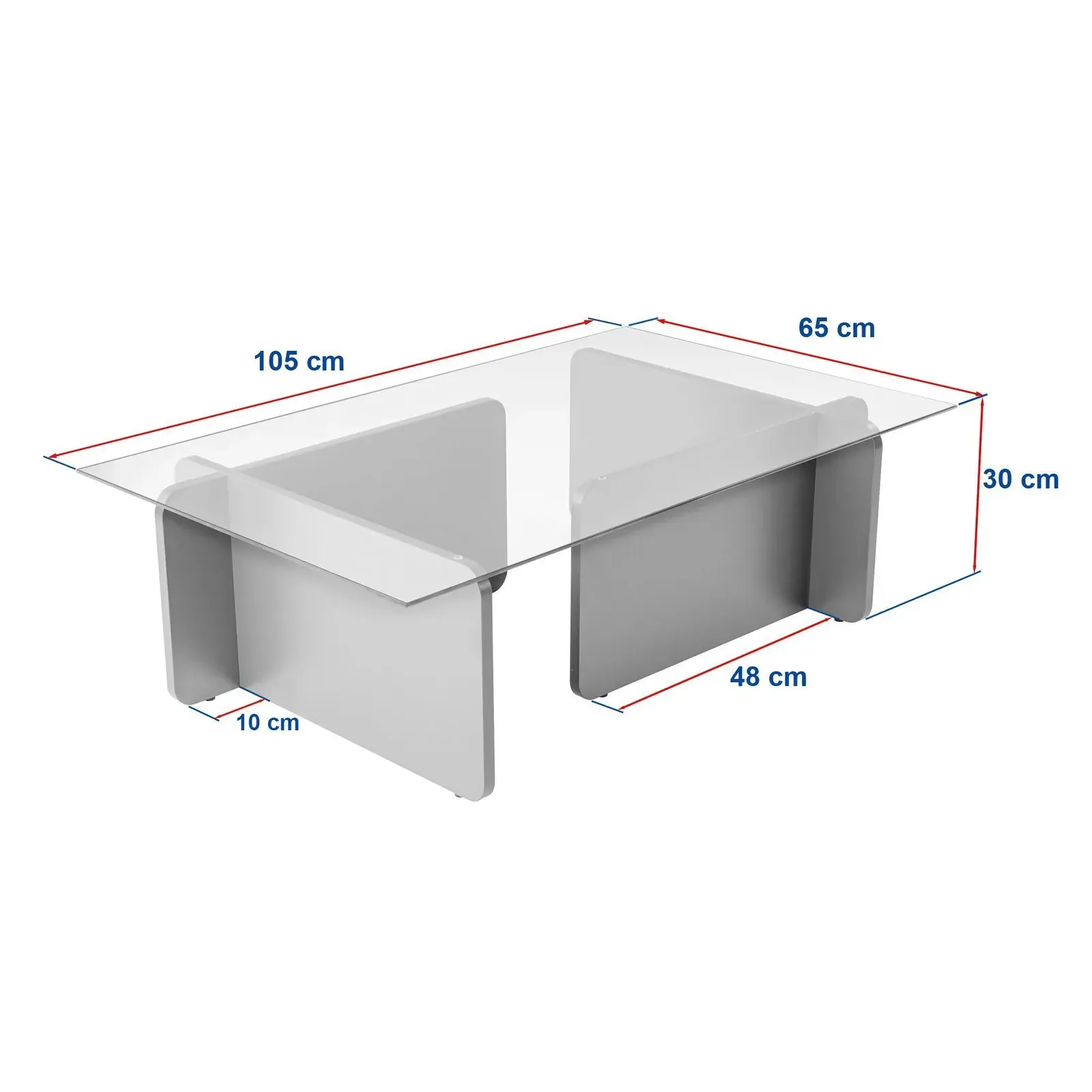Couchtisch Flavio aus melaminbeschichteten Holz und gehärtetem Glas, 105×65×30 cm - Image 46
