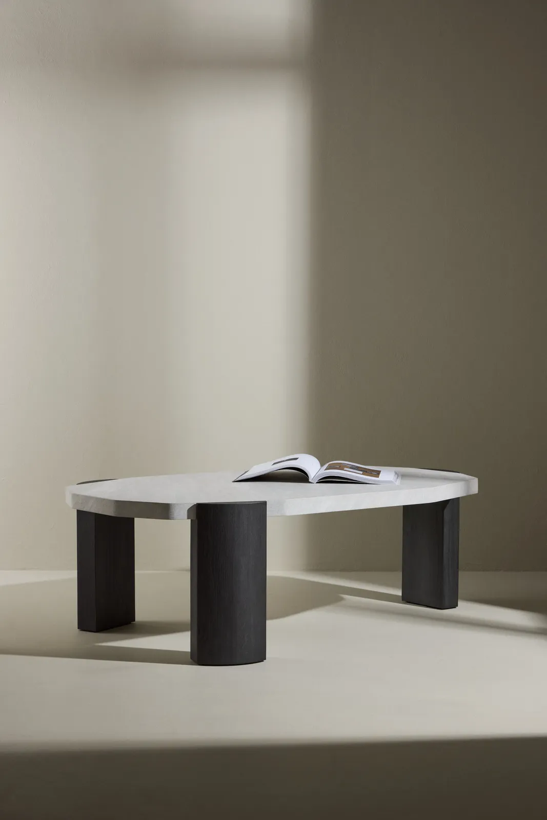 Couchtisch Kres mit beigem Steinlook, 71x125x40 cm - Image 2