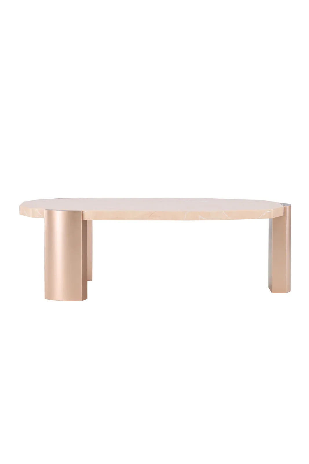 Couchtisch Kres mit rosafarbenen Marmorlook, 71x125x40 cm