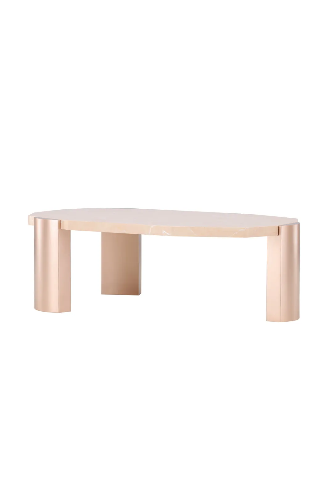 Couchtisch Kres mit rosafarbenen Marmorlook, 71x125x40 cm - Image 8