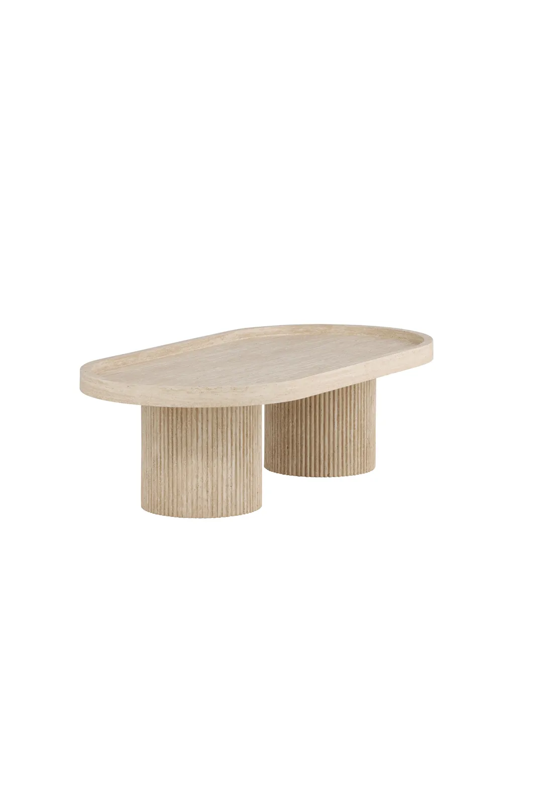 Couchtisch Krille mit beigem Travertinlook, 60x120x35 cm - Image 10