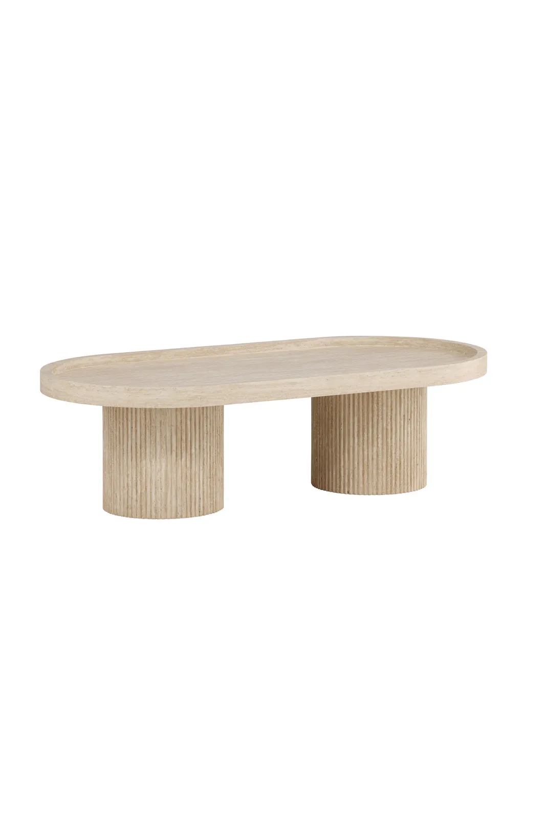 Couchtisch Krille mit beigem Travertinlook, 60x120x35 cm - Image 11