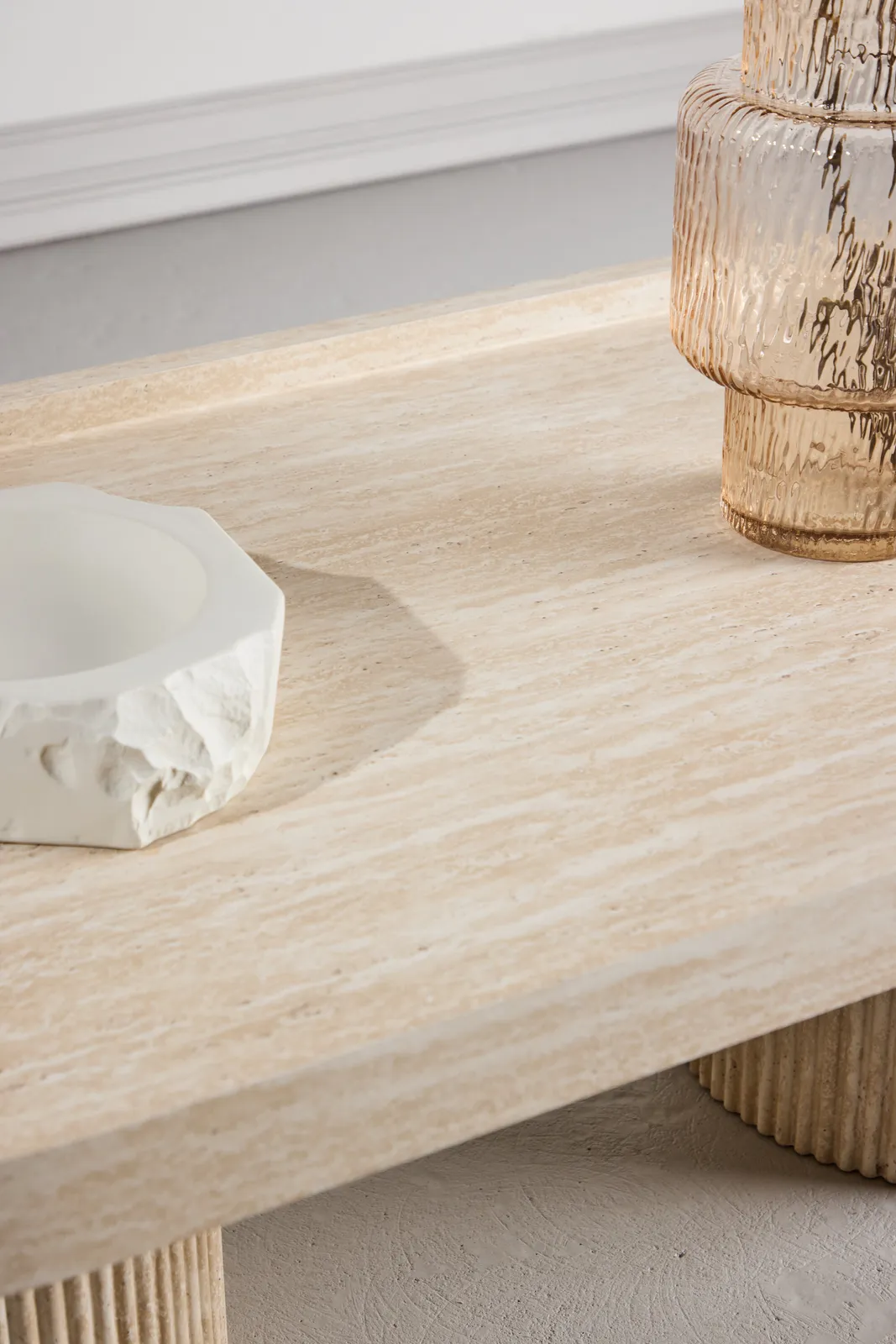 Couchtisch Krille mit beigem Travertinlook, 60x120x35 cm - Image 4