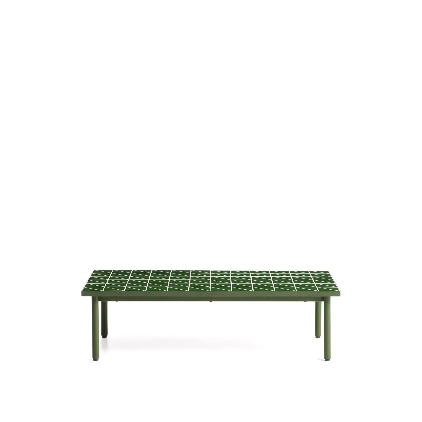 Couchtisch Maurina aus verzinktem Stahl in Grün mit grünen Kacheln, 122 x 61 cm