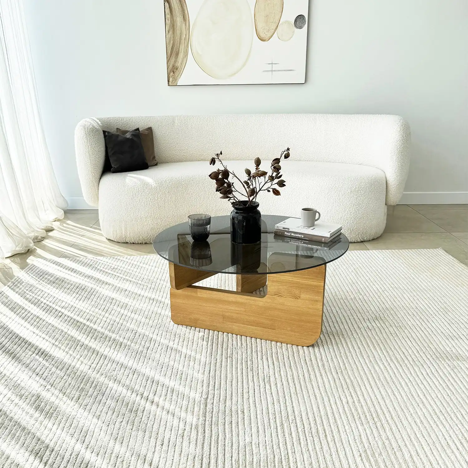 Couchtisch Mia aus massivem Kiefernholz und gehärtetem Glas, 75×75×35 cm - Image 20