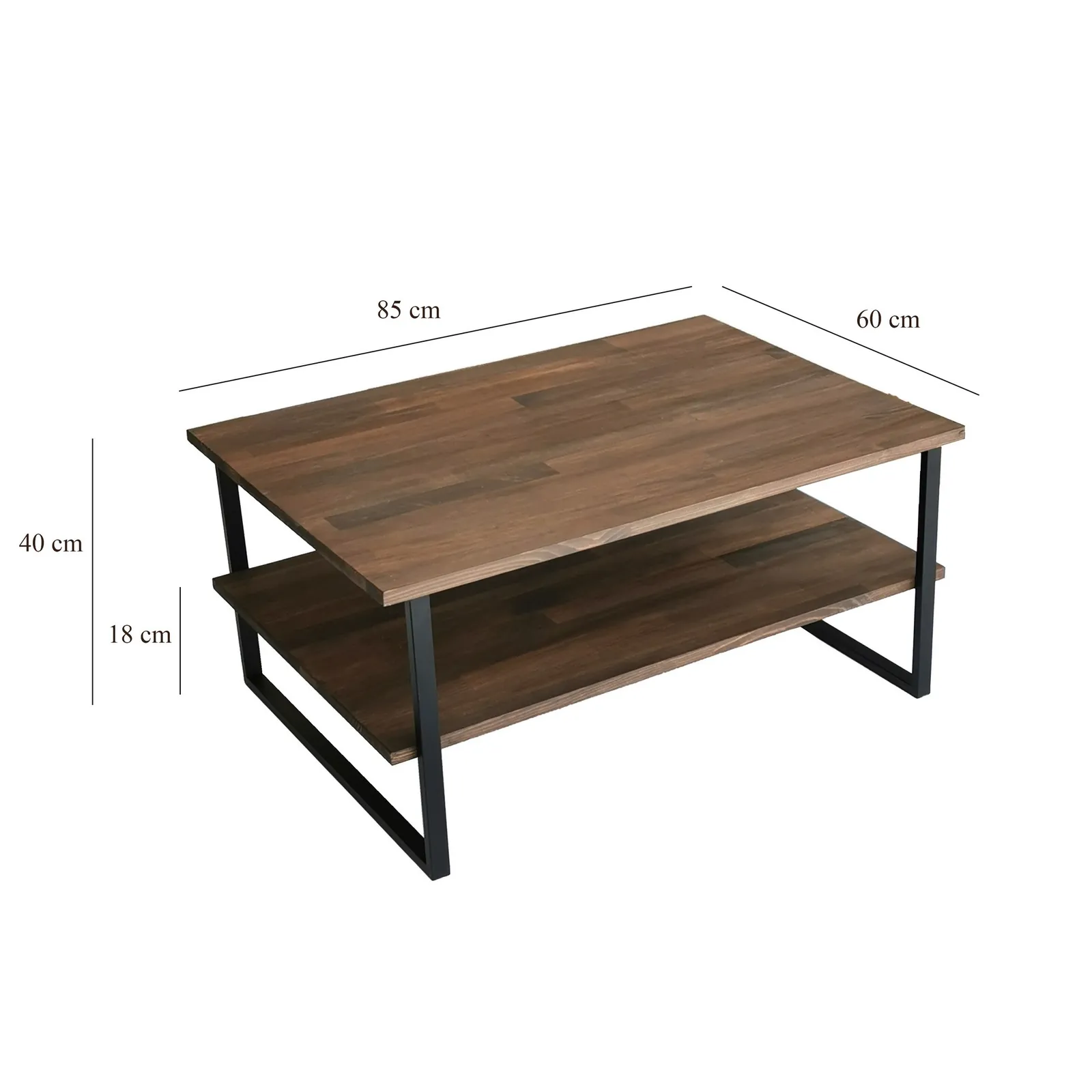 Couchtisch Neta aus massivem Kiefernholz und Metall, 85×60×40 cm - Image 9
