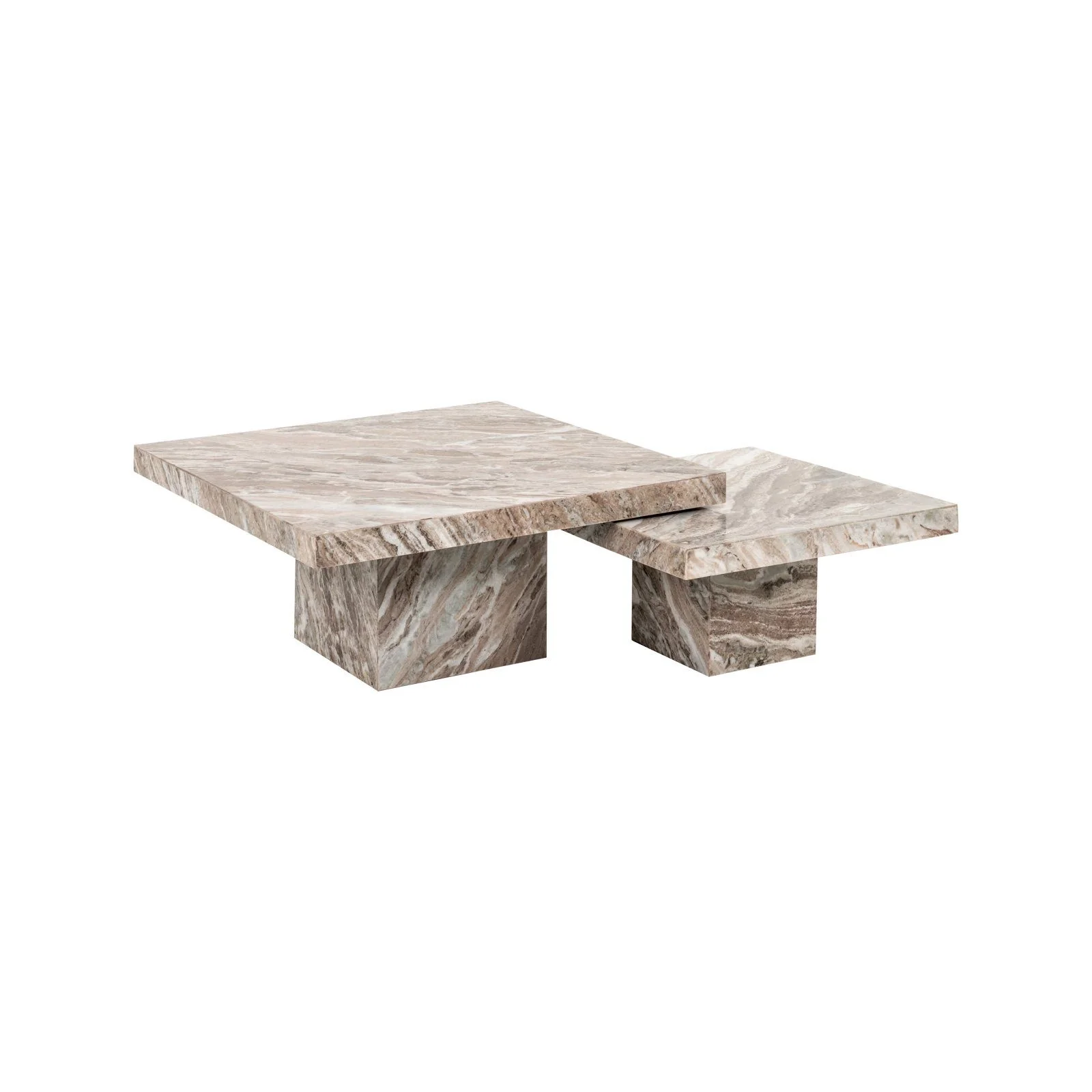 Couchtisch Rashford aus Toronto-Marmor in Blush beige 2er-Set