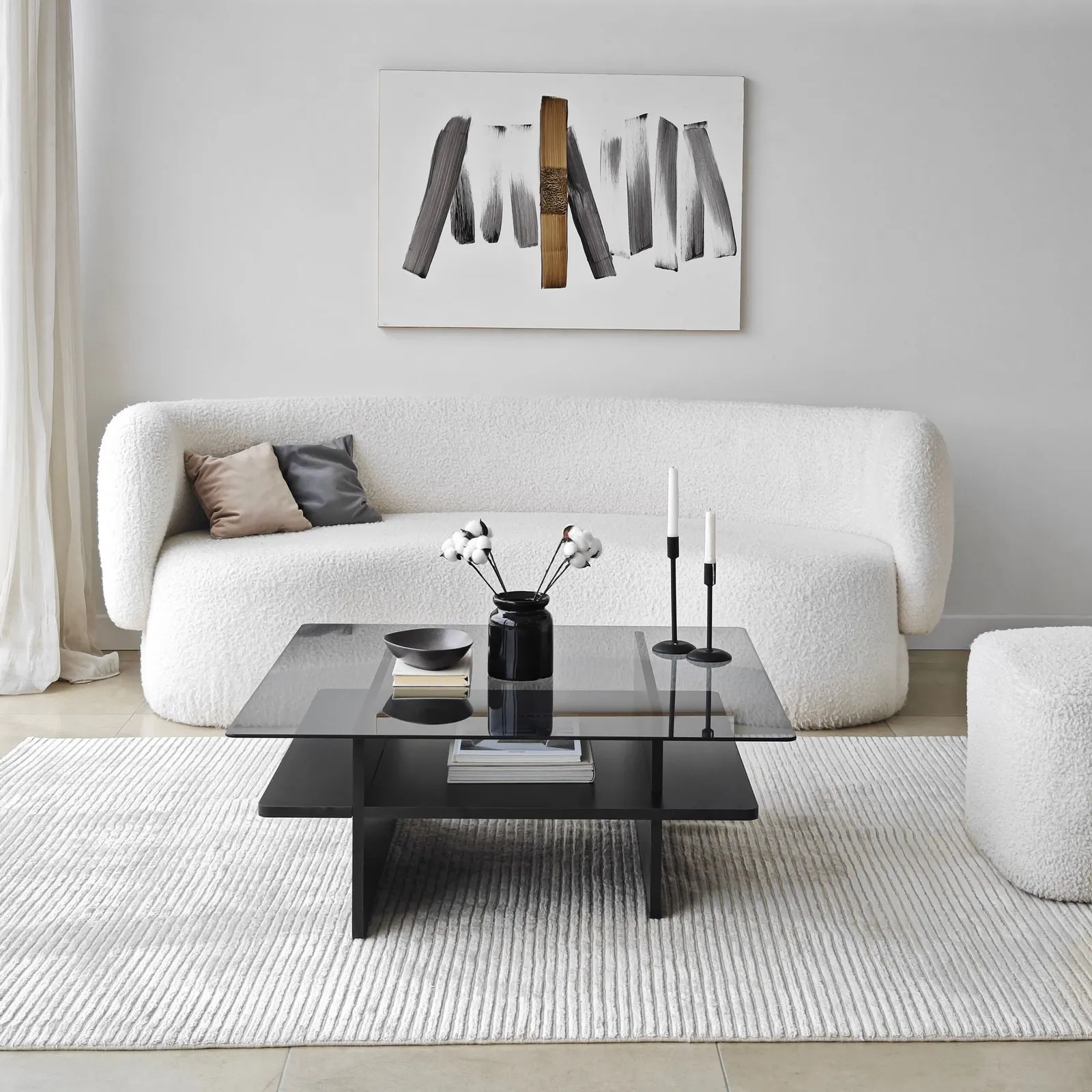 Couchtisch Saga Square aus gehärtetem Glas und melaminbeschichteten Holz, 90×90×35 cm - Image 13