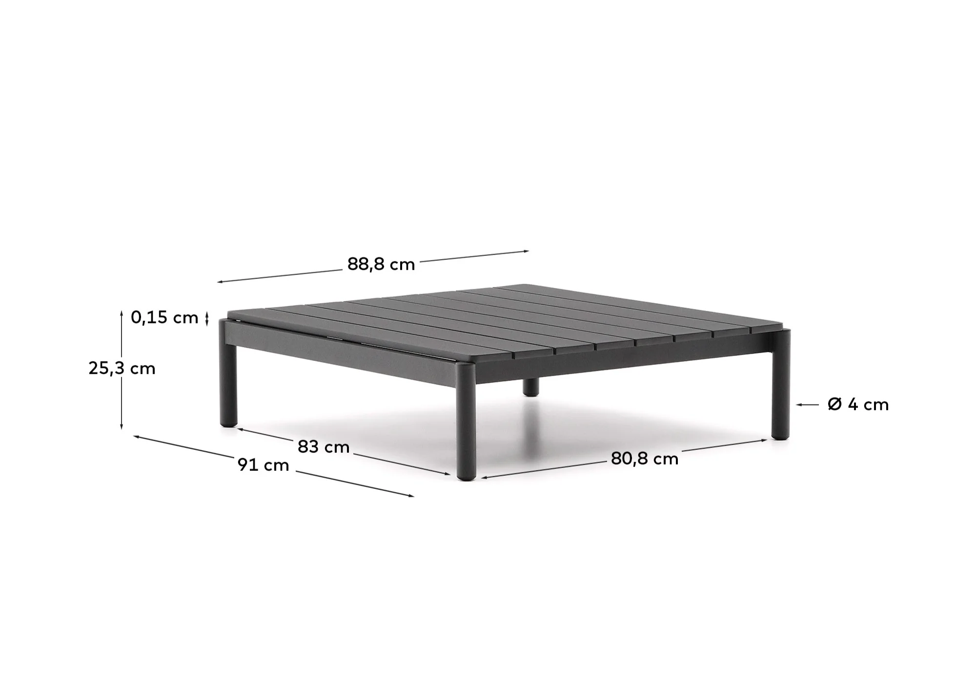 Couchtisch Sorells aus grauem Aluminium 89 x 91 cm - Image 4
