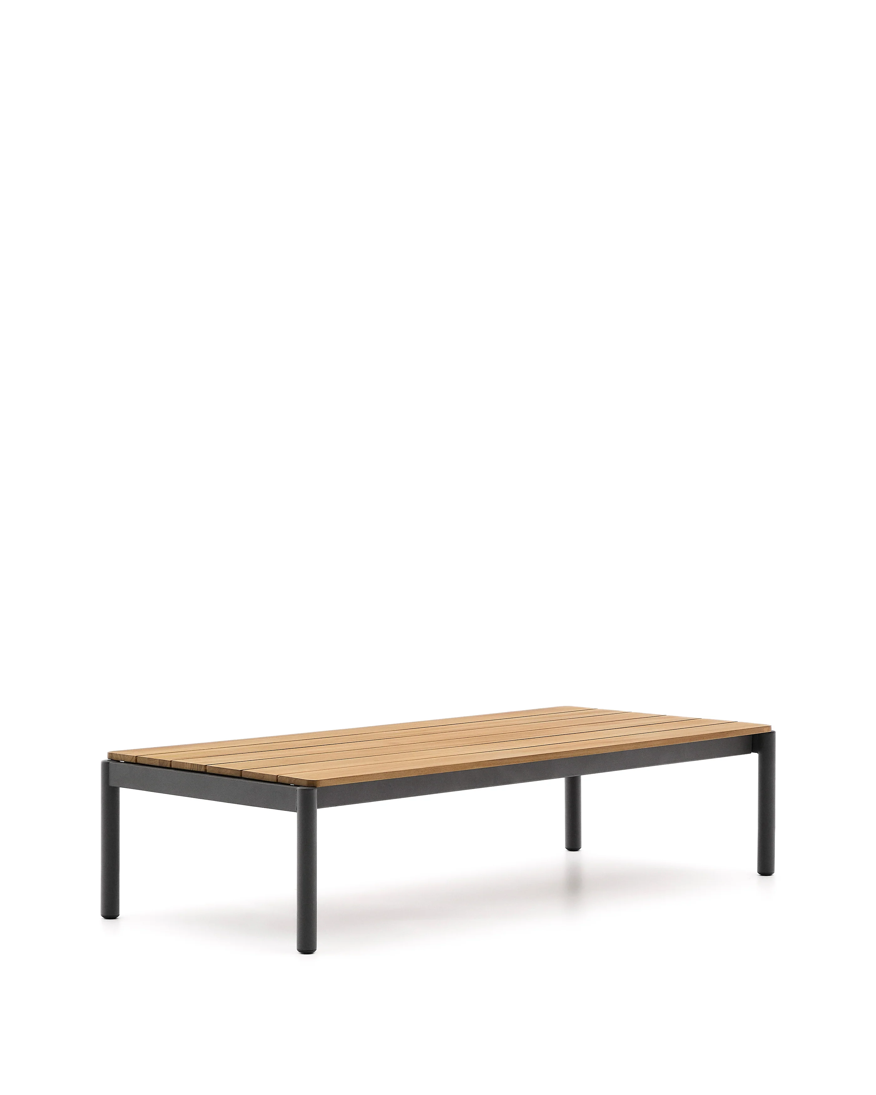 Couchtisch Sorells aus grauem Aluminium und Teakholz 63 x 144,6 cm FSC 100% - Image 3