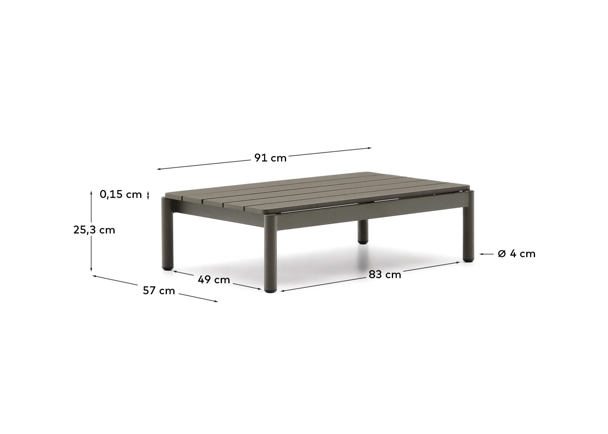 Couchtisch Sorells aus grünem Aluminium 52,4 x 91 cm - Image 4