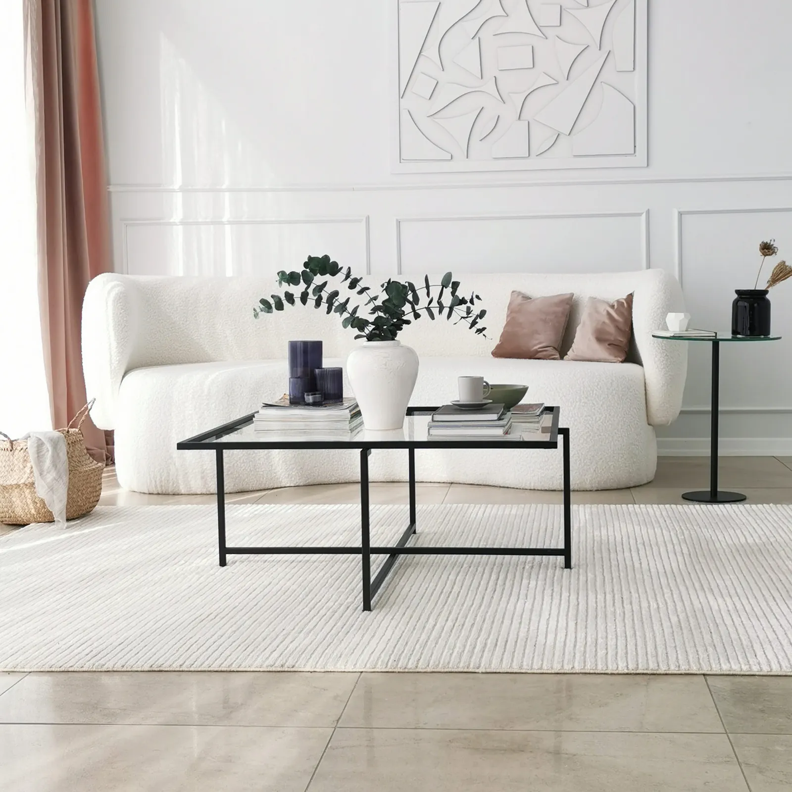 Couchtisch Sun S408 aus gehärtetem Glas und Metall, 85×85×35 cm - Image 5