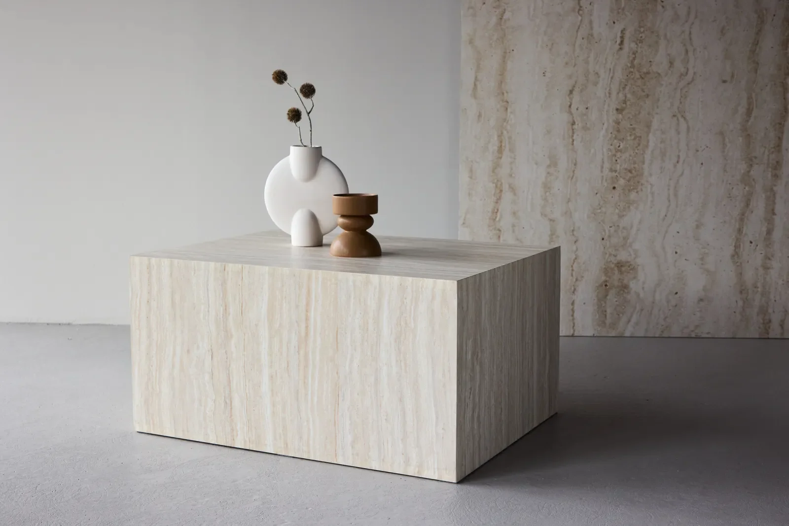 Couchtisch York mit beigem Travertinlook, 60x80x40 cm - Image 2
