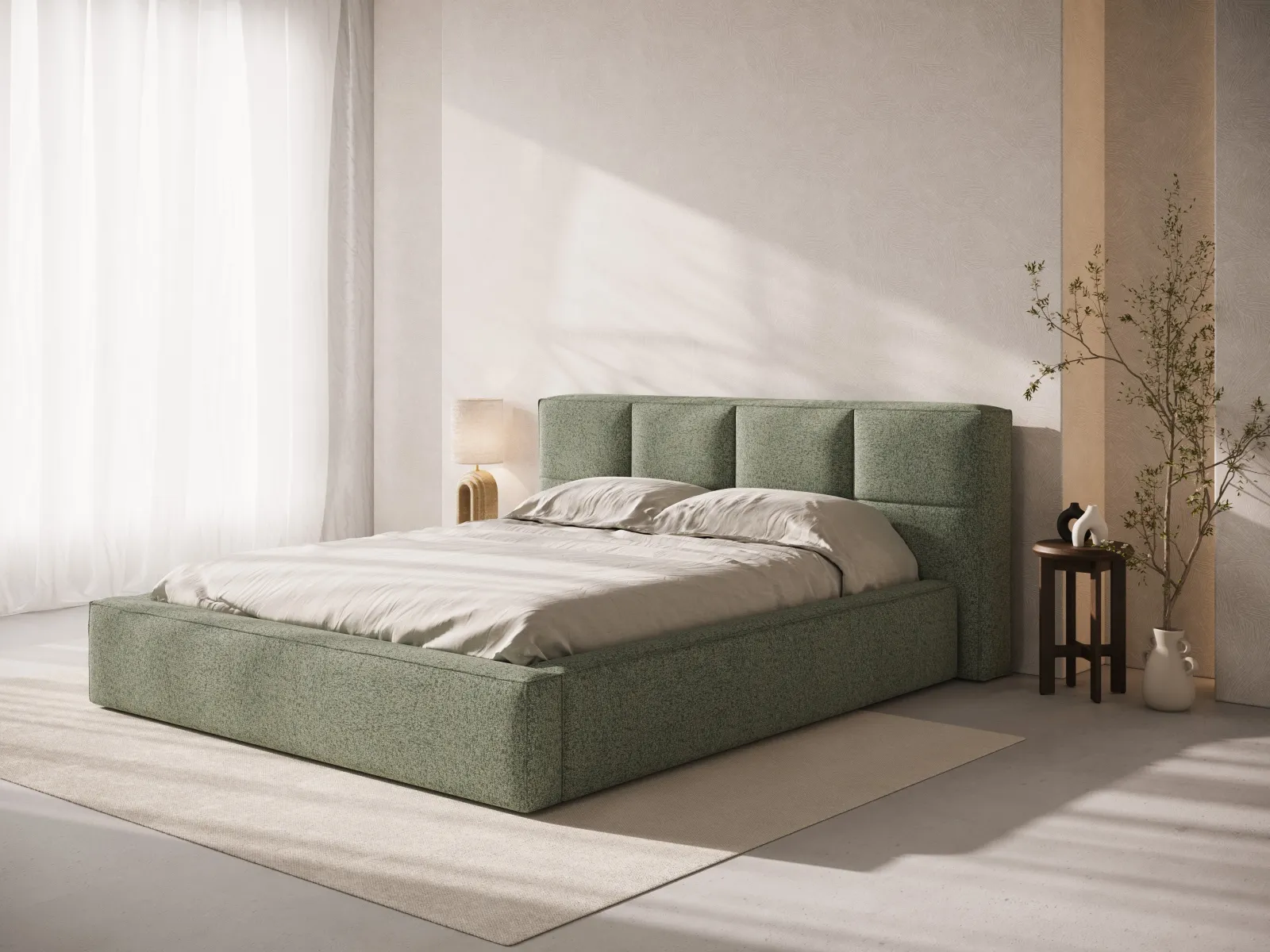 Darren Kopfteil - passend zum Bett Simon - in Strukturierter Stoff, für 140x200 cm - Image 8
