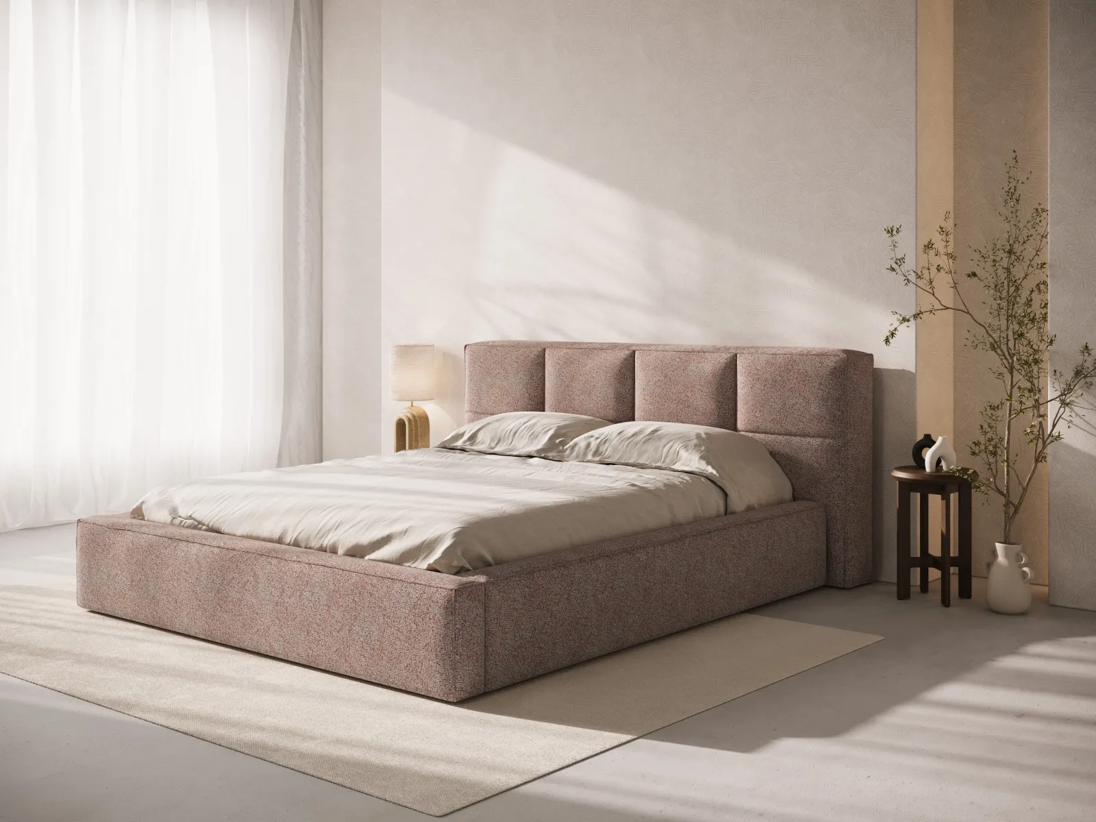 Darren Kopfteil - passend zum Bett Simon - in Strukturierter Stoff, für 180x200 cm - Image 14