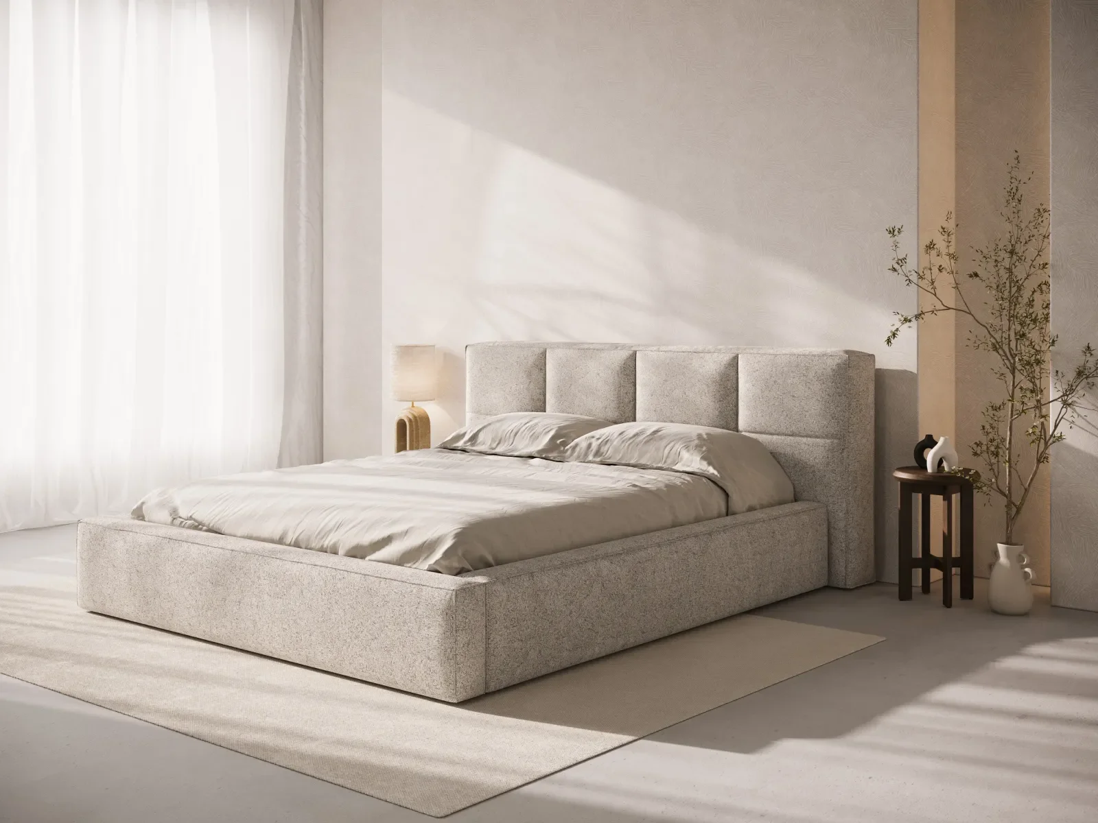 Darren Kopfteil - passend zum Bett Simon - in Strukturierter Stoff, für 180x200 cm - Image 2