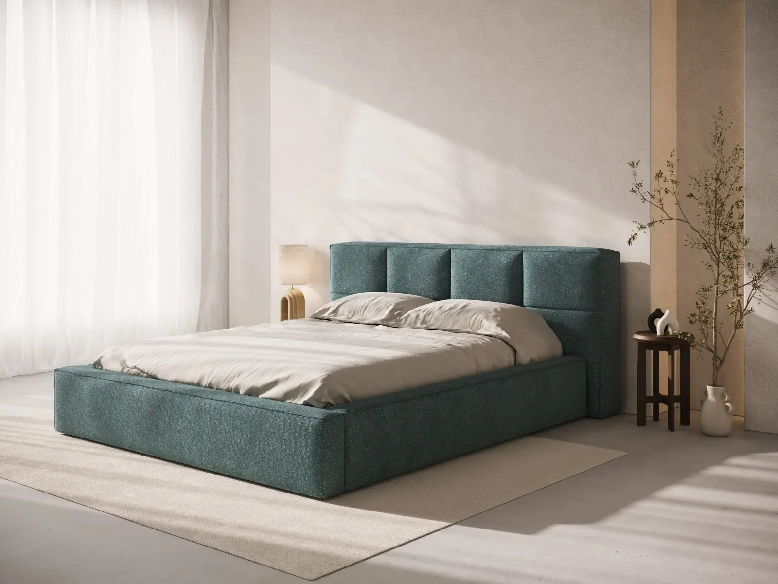 Darren Kopfteil - passend zum Bett Simon - in Strukturierter Stoff, für 180x200 cm - Image 26