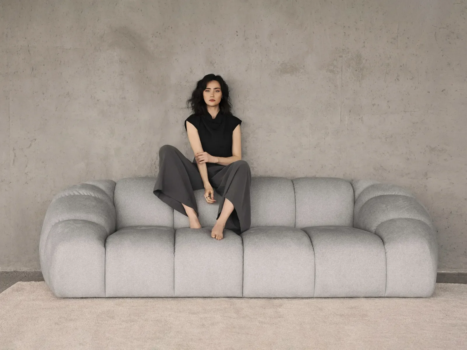 Diana 2-Sitzer Sofa aus Samt, 3D-Stoff oder Strukturstoff, 214x114 cm - Image 2