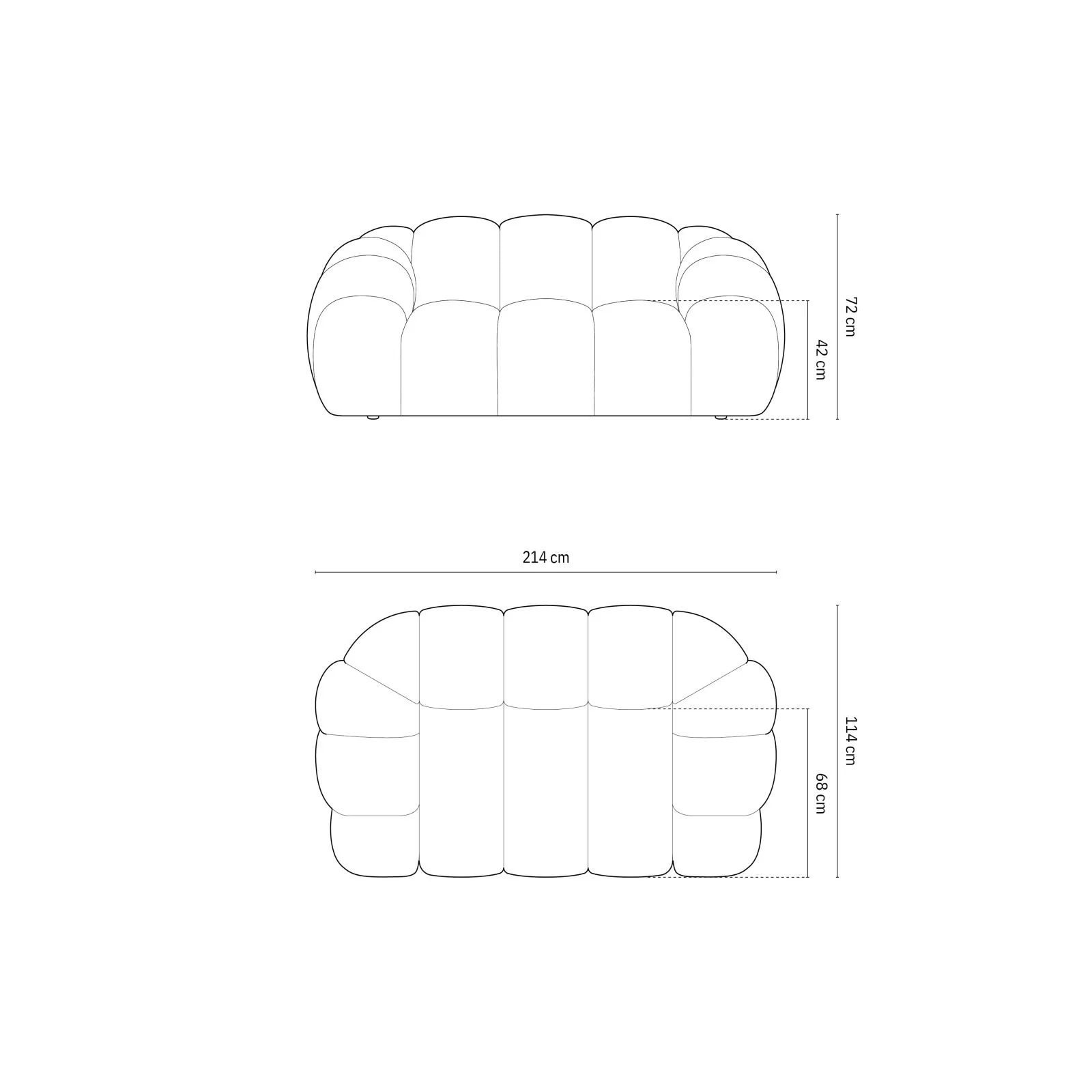 Diana 2-Sitzer Sofa aus Samt, 3D-Stoff oder Strukturstoff, 214x114 cm - Image 59