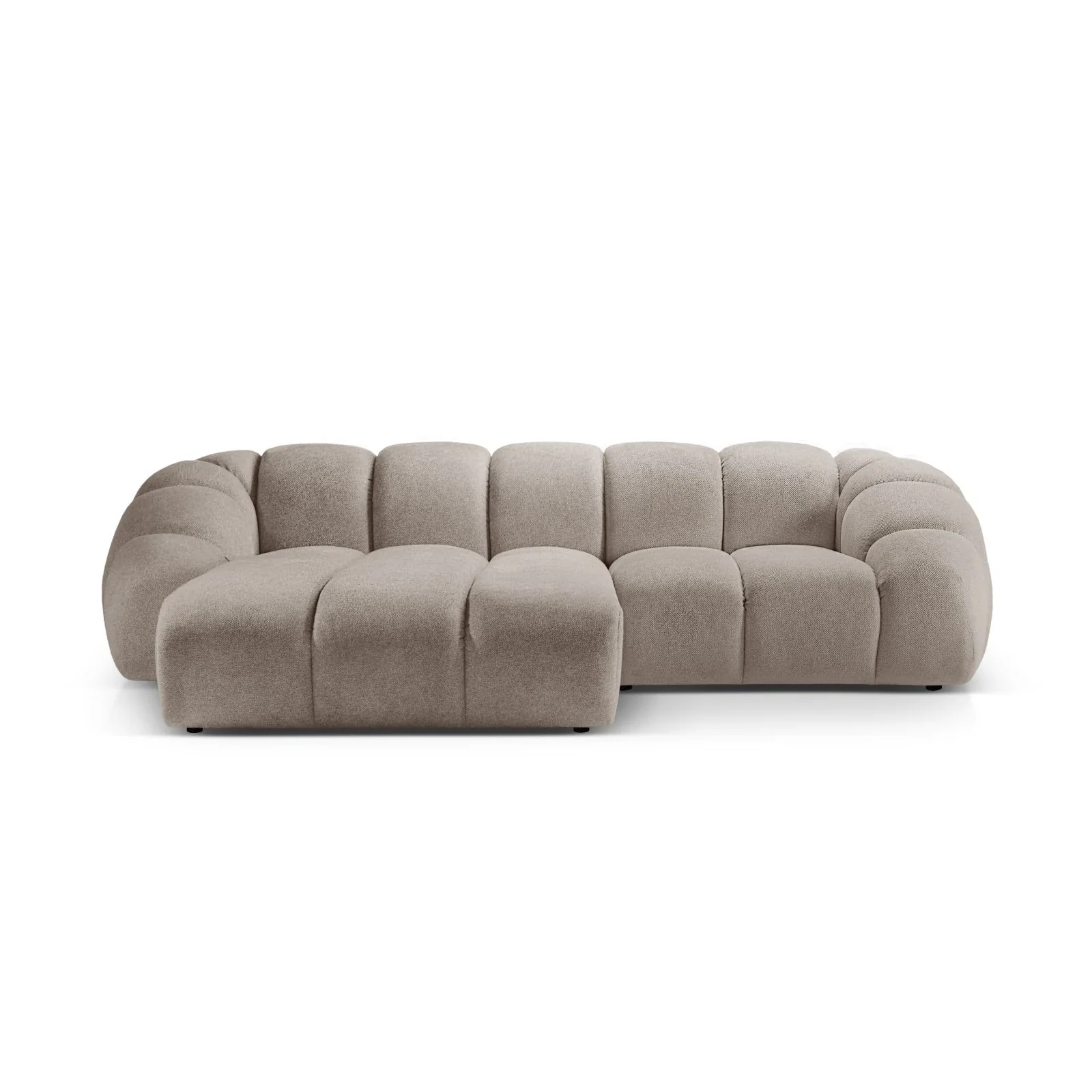 Diana 3-Sitzer Ecksofa Links, mit Bezug aus Samt oder Strukturstoff, 294x182 cm