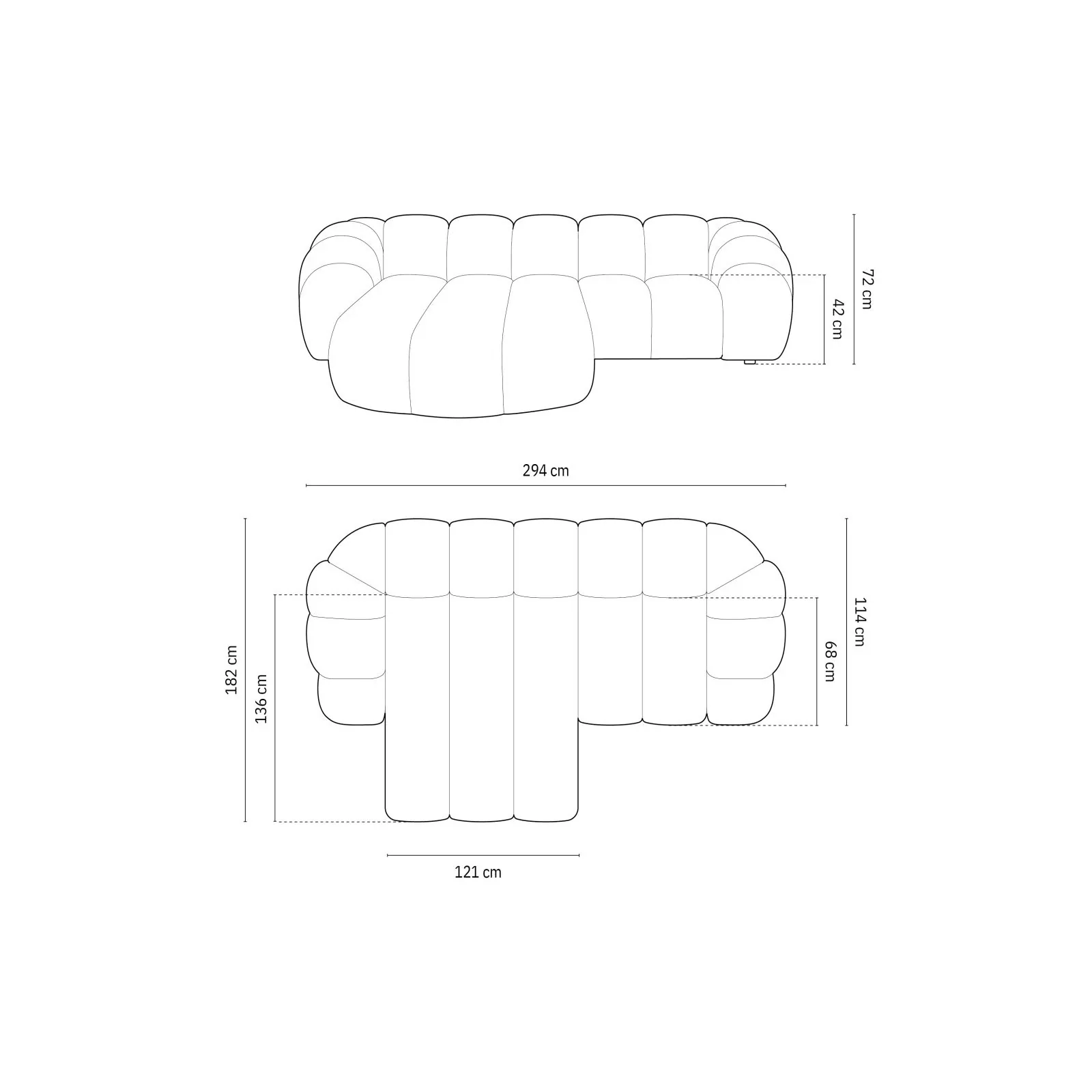 Diana 3-Sitzer Ecksofa Links, mit Bezug aus Samt oder Strukturstoff, 294x182 cm - Image 33