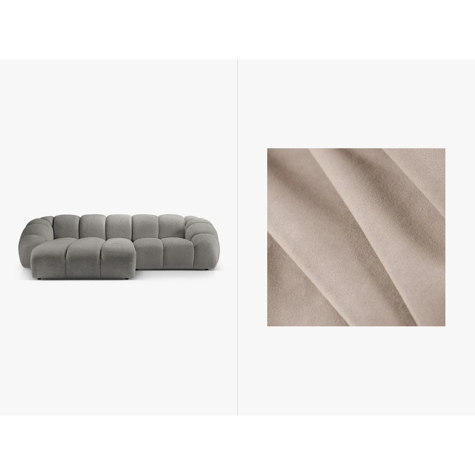 Diana 3-Sitzer Ecksofa Links, mit Bezug aus Samt oder Strukturstoff, 294x182 cm - Image 42