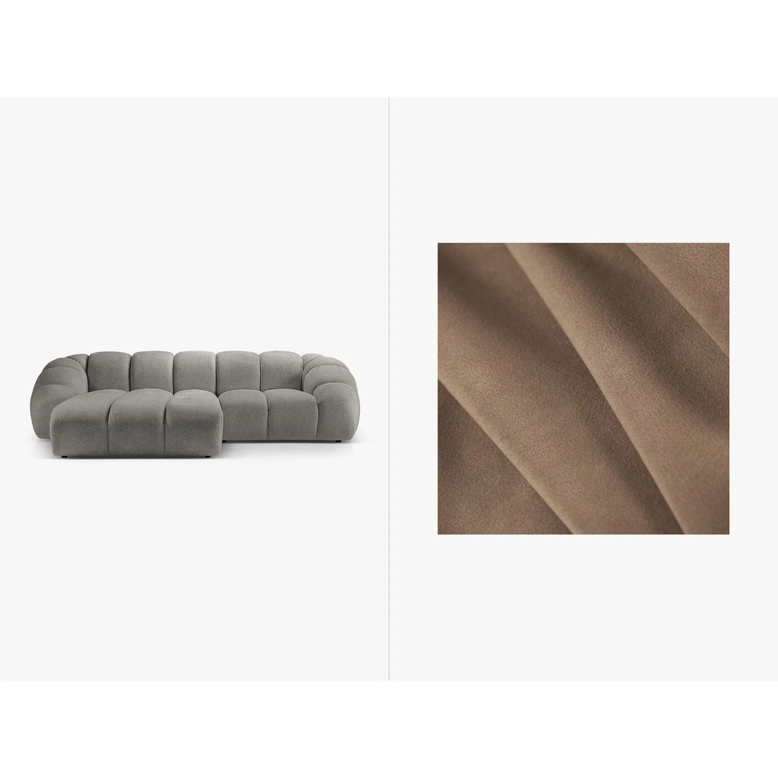 Diana 3-Sitzer Ecksofa Links, mit Bezug aus Samt oder Strukturstoff, 294x182 cm - Image 44