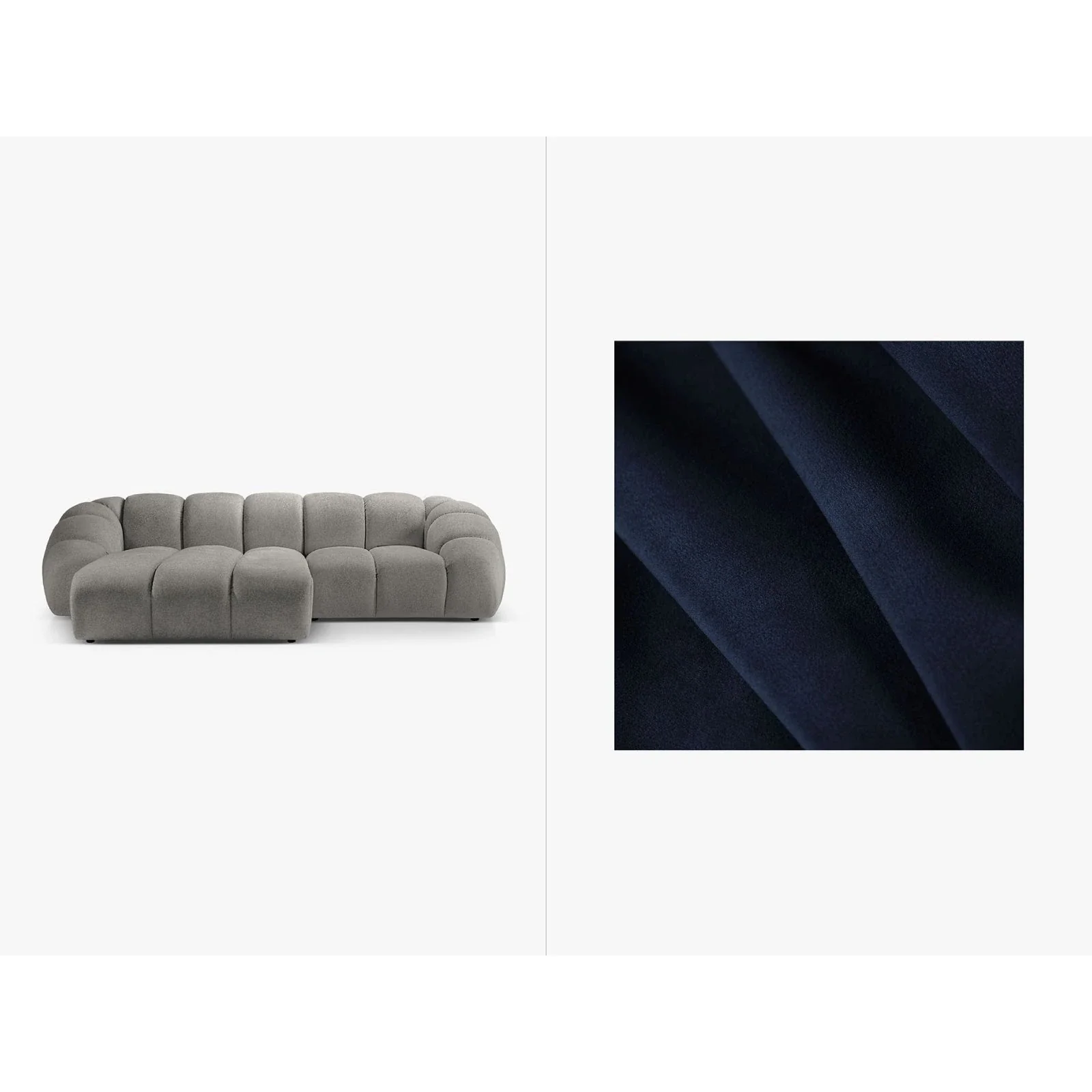 Diana 3-Sitzer Ecksofa Links, mit Bezug aus Samt oder Strukturstoff, 294x182 cm - Image 46