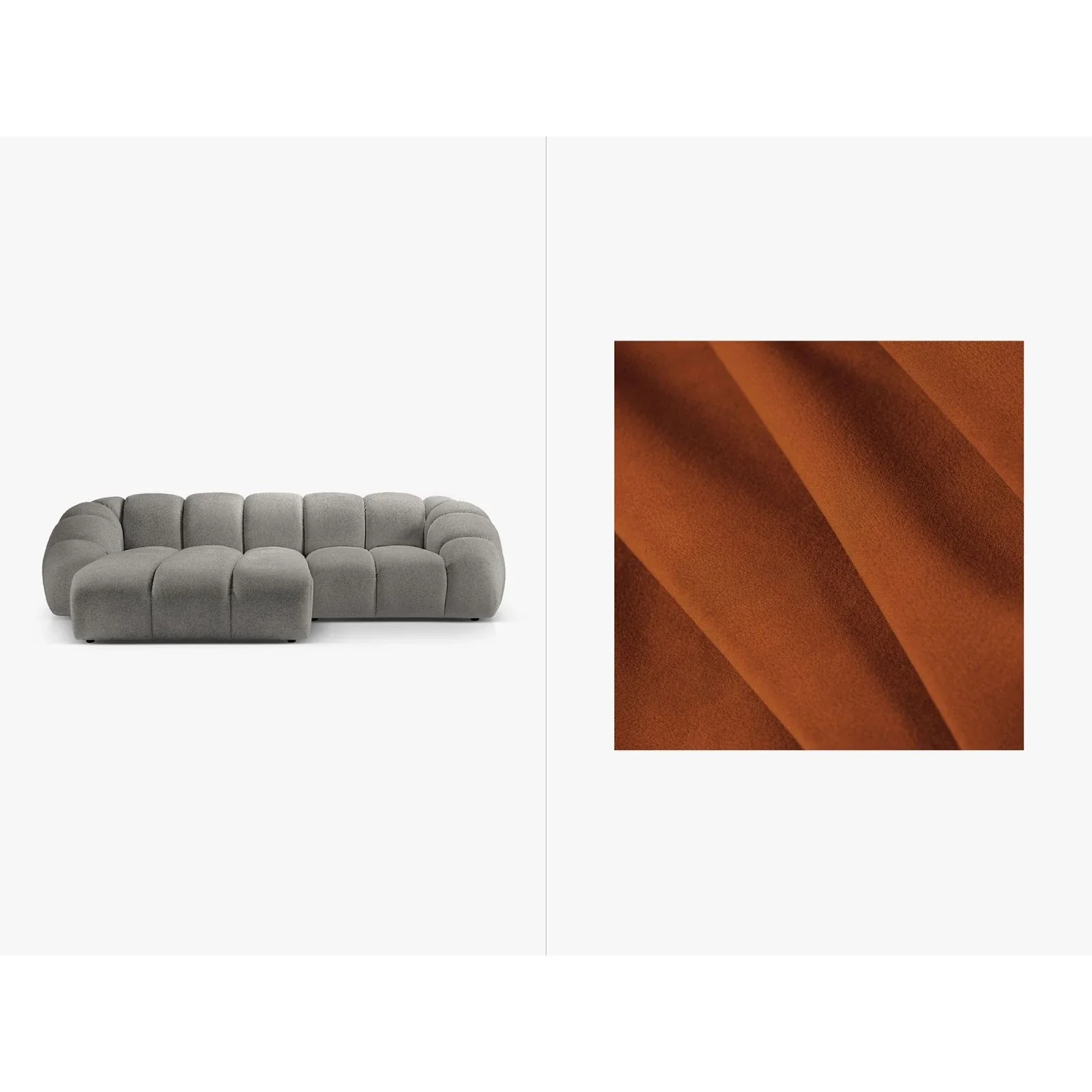 Diana 3-Sitzer Ecksofa Links, mit Bezug aus Samt oder Strukturstoff, 294x182 cm - Image 50
