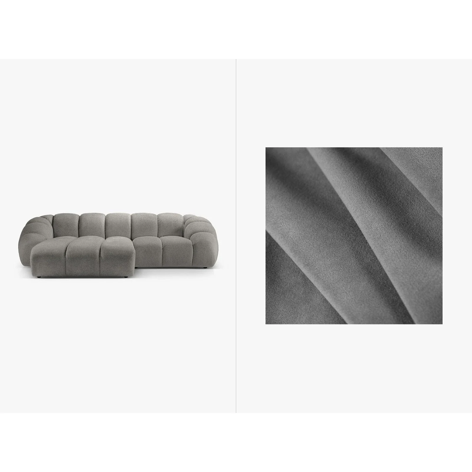 Diana 3-Sitzer Ecksofa Links, mit Bezug aus Samt oder Strukturstoff, 294x182 cm - Image 52