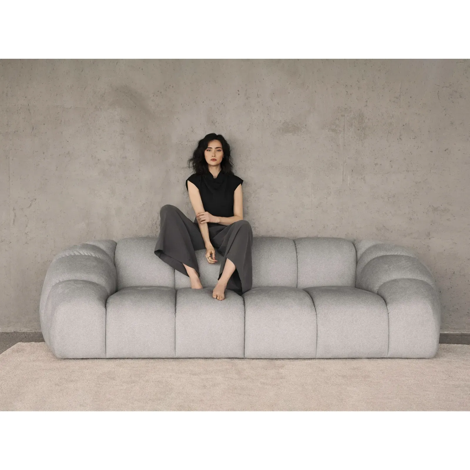 Diana 4-Sitzer Ecksofa Rechts, mit Bezug aus 3D-Stoff, Samt oder Strukturstoff, 334x182 cm - Image 56