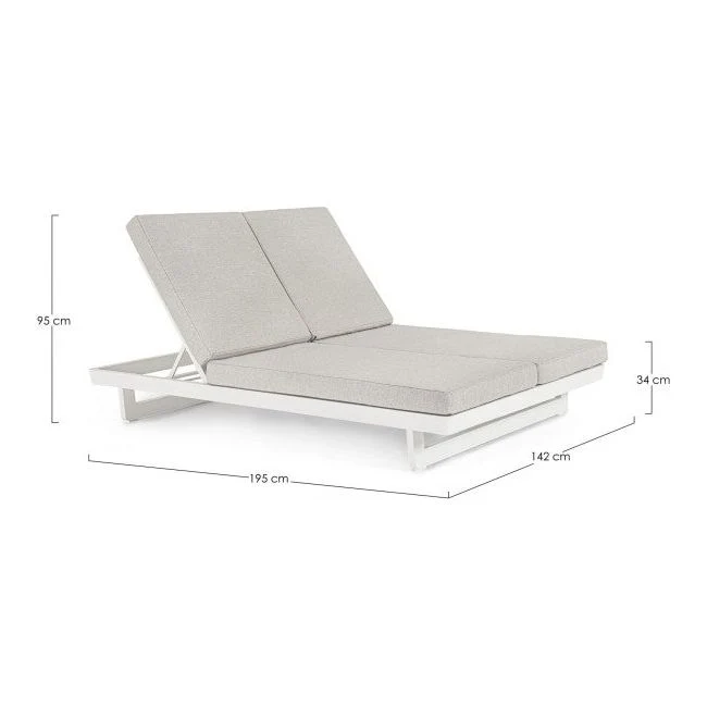Doppel Gartenliege mit Kissen mit Rollen Infinity Weiß WG20 - Image 2