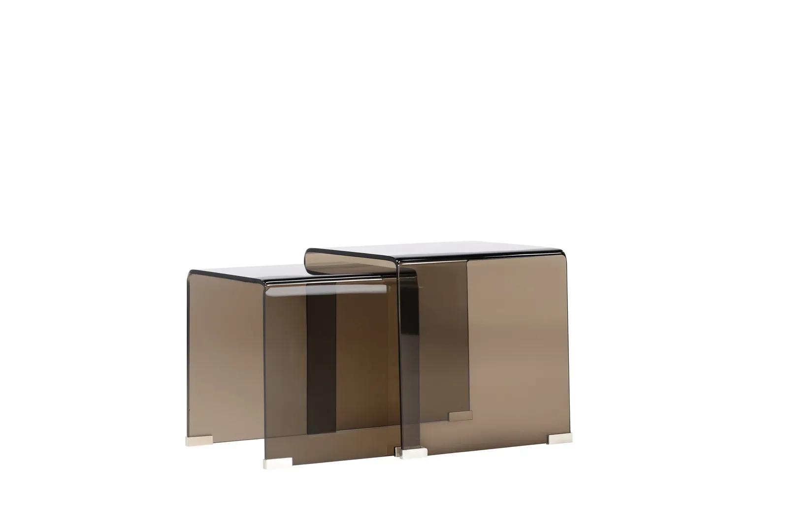 Duo Beistelltisch Telemark aus braunem Glas