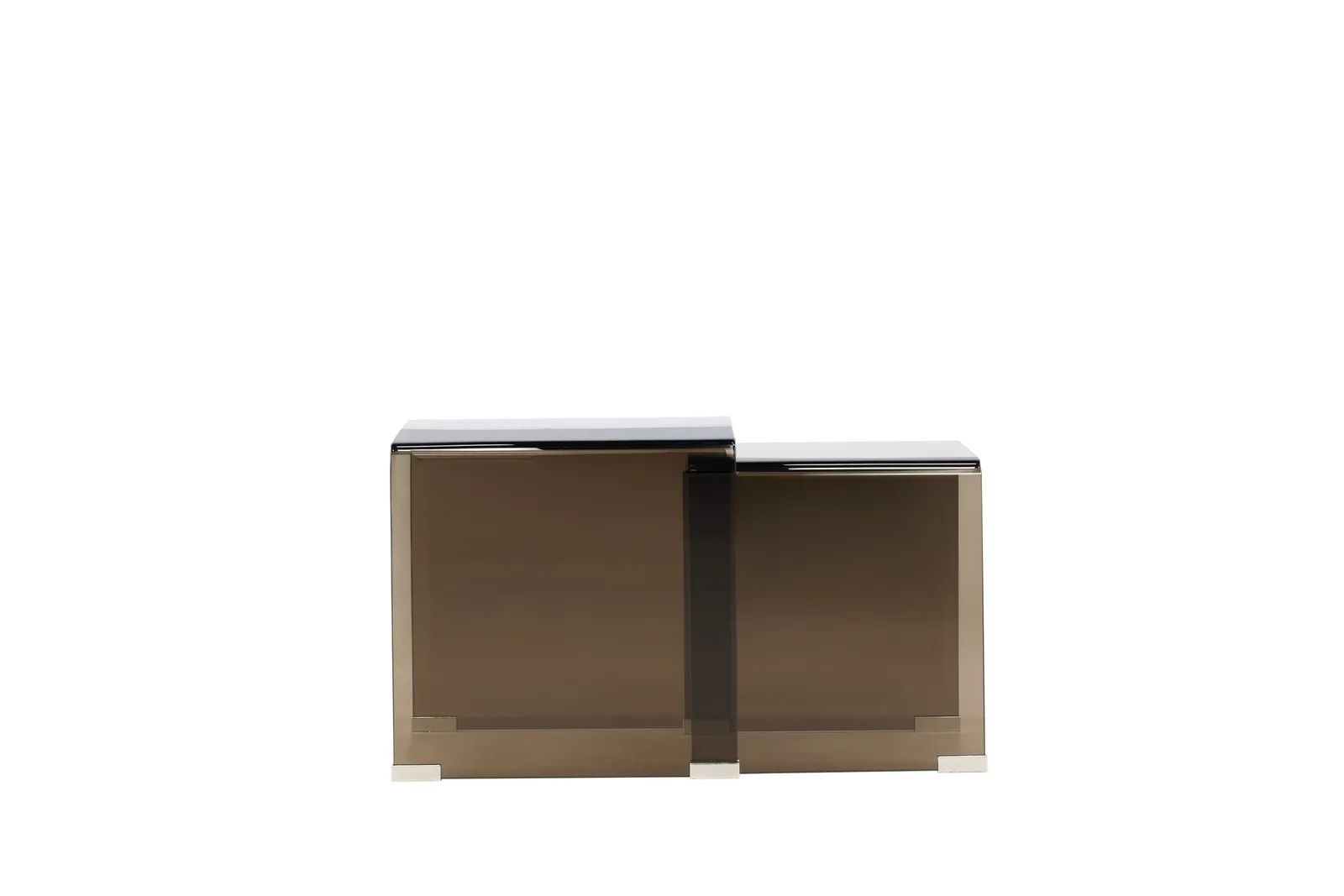 Duo Beistelltisch Telemark aus braunem Glas - Image 3