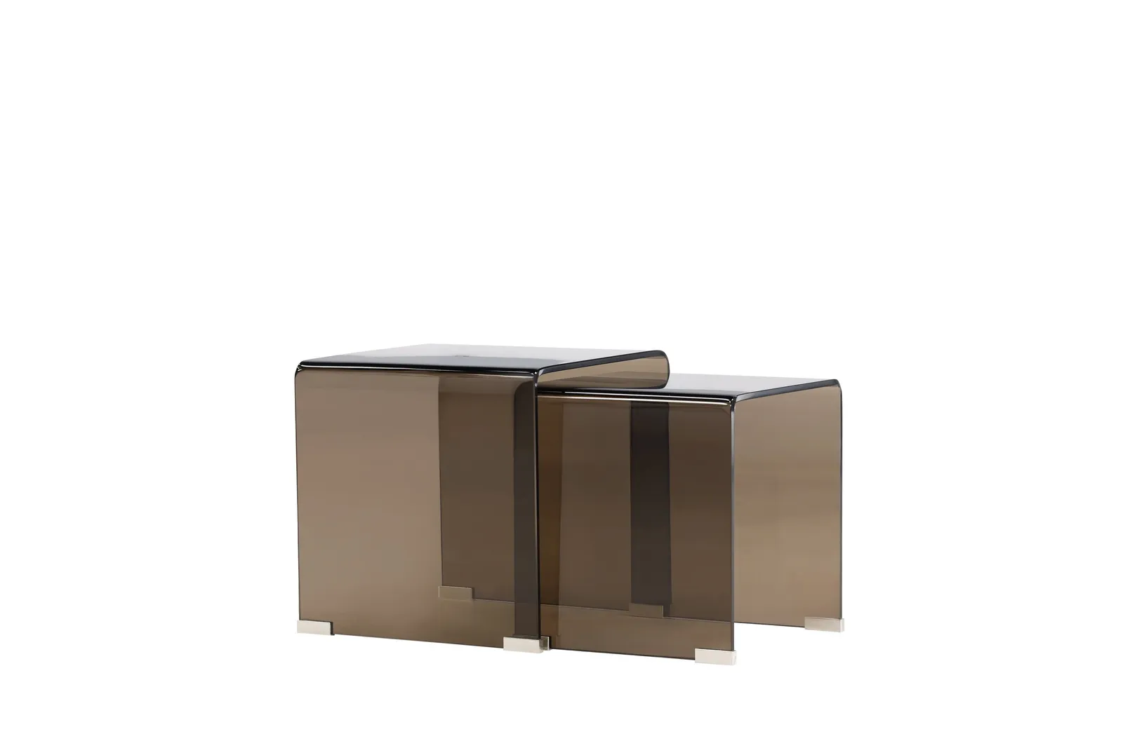 Duo Beistelltisch Telemark aus braunem Glas - Image 4