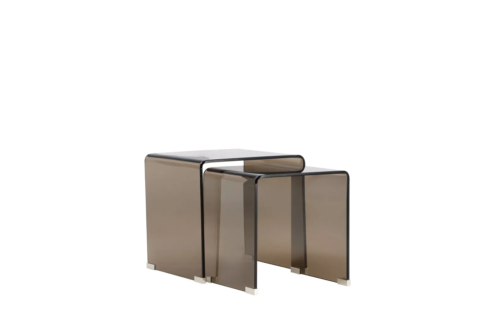 Duo Beistelltisch Telemark aus braunem Glas - Image 5