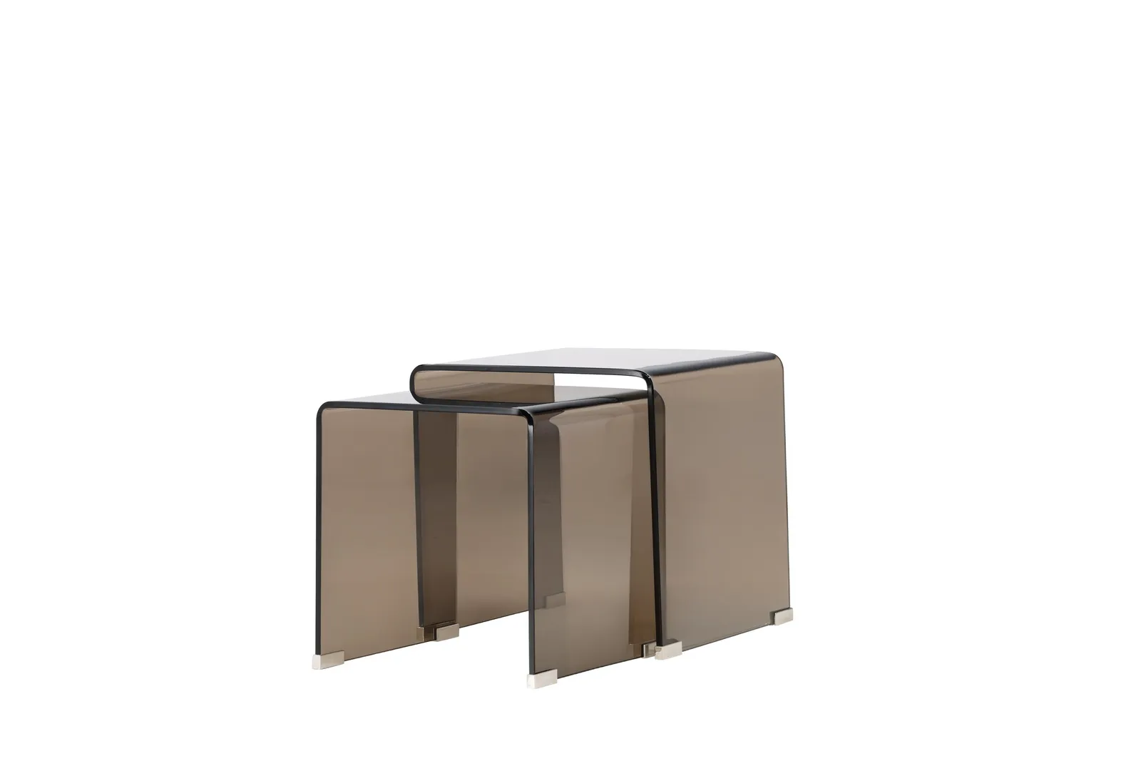 Duo Beistelltisch Telemark aus braunem Glas - Image 7
