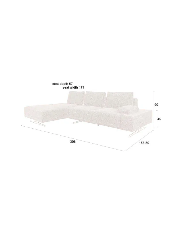 Shelly Sofa Chaiselongue Links Off-White 308x184x90 - Image 3