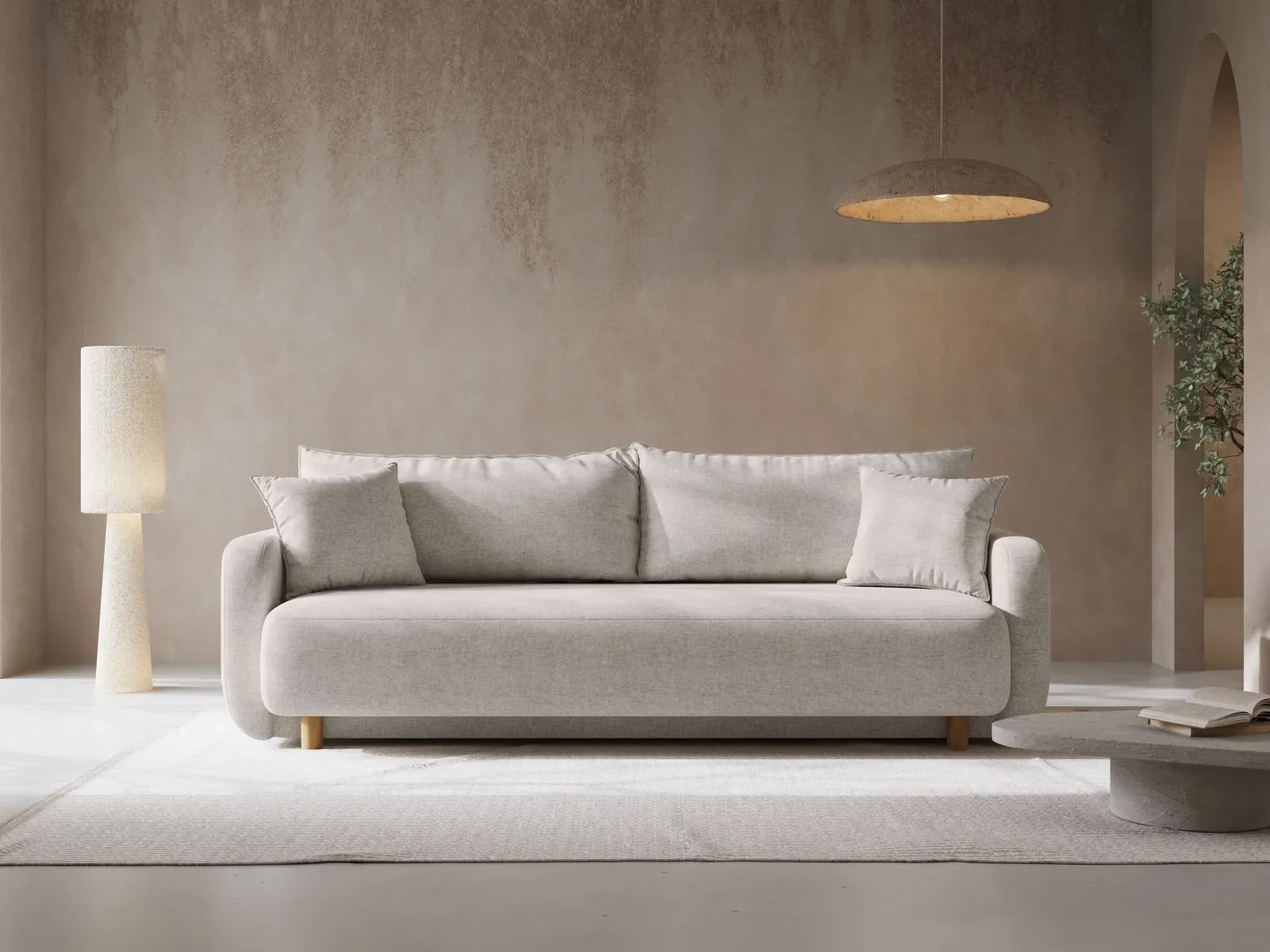 Elen 3-Sitzer Sofa mit Schlaffunktion, aus Strukturstoff, 231x106 cm - Image 10