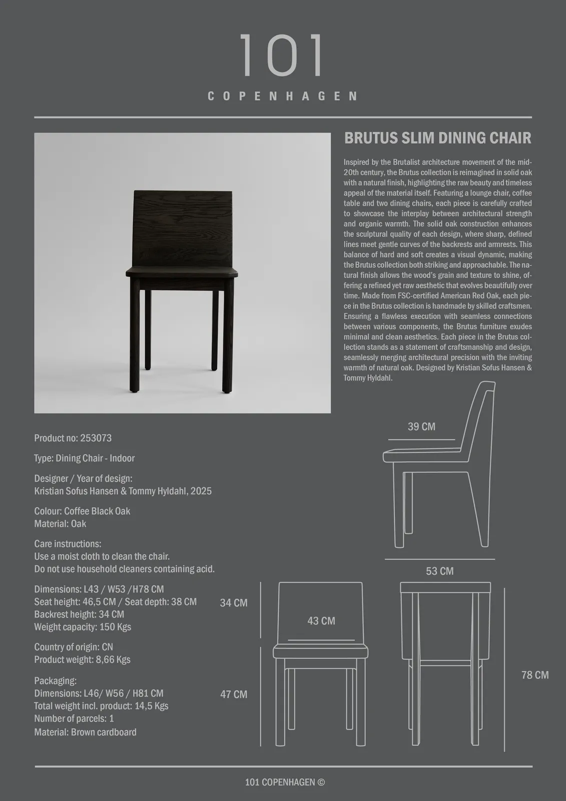 Essstuhl Brutus Slim aus Eiche oder Faserbeton - Image 22