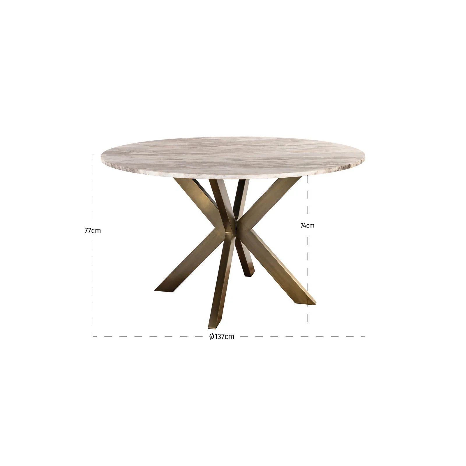 Esstisch Bottega aus Toronto-Marmor in Blush beige, 140x140x77 cm - Image 3