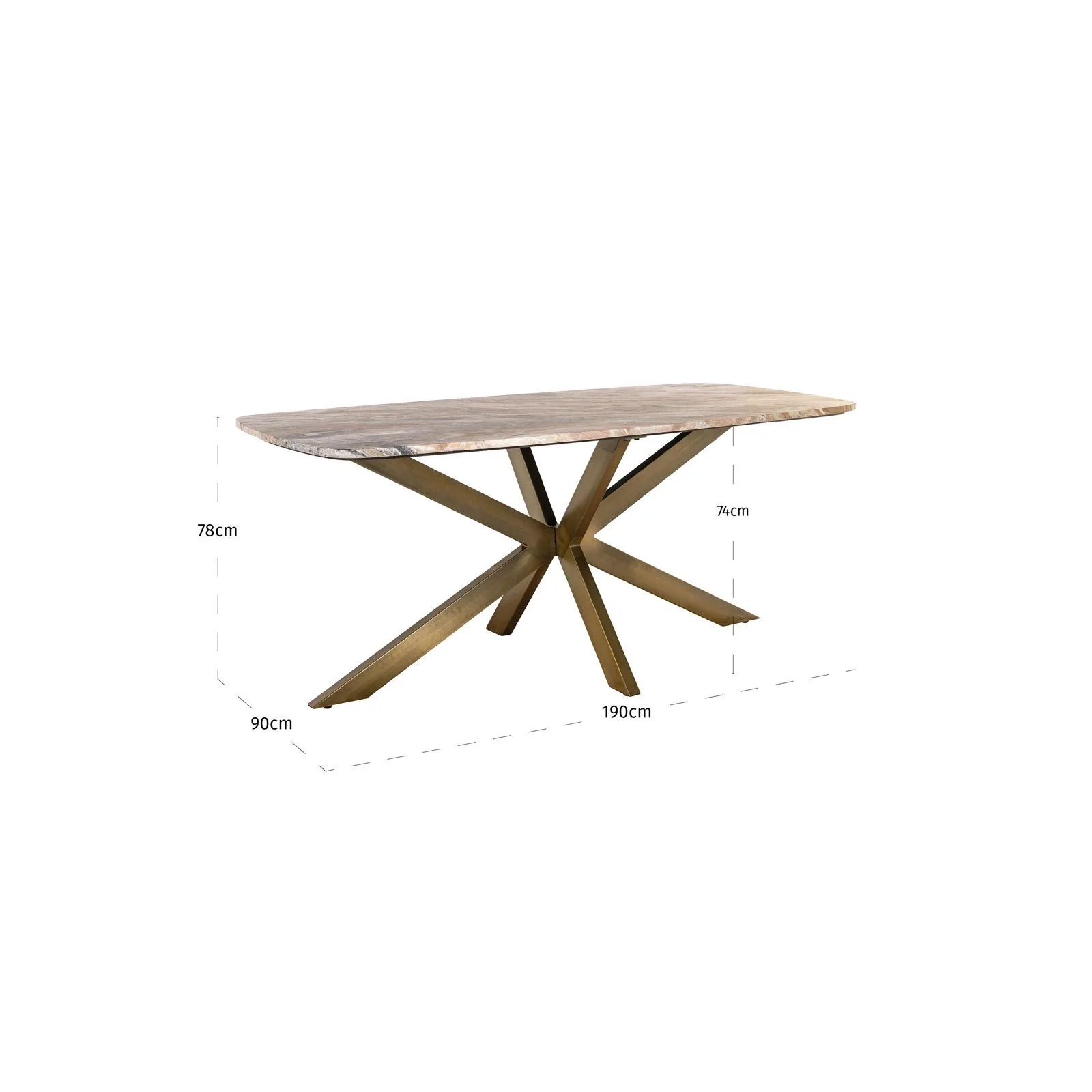 Esstisch Bottega aus Toronto-Marmor in Blush beige, 190x90x76 cm - Image 3