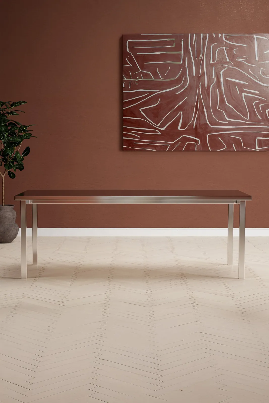 Esstisch Cilo aus Edelstahl silberfarbend, 95x210x75 cm - Image 2