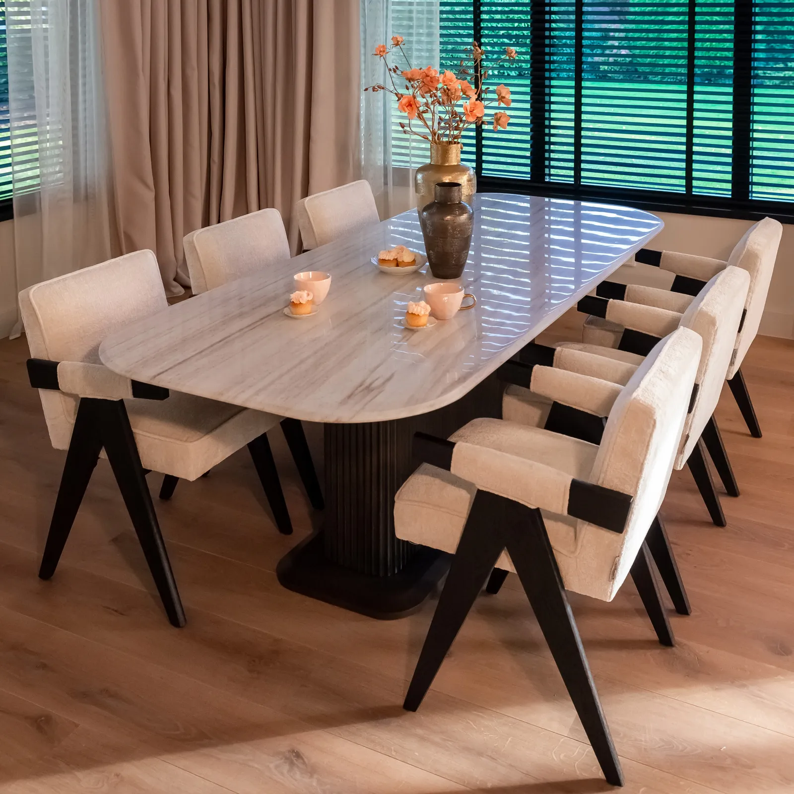 Esstisch Mayfield aus Marmor in weiß/braun, 230x100x76 cm - Image 2