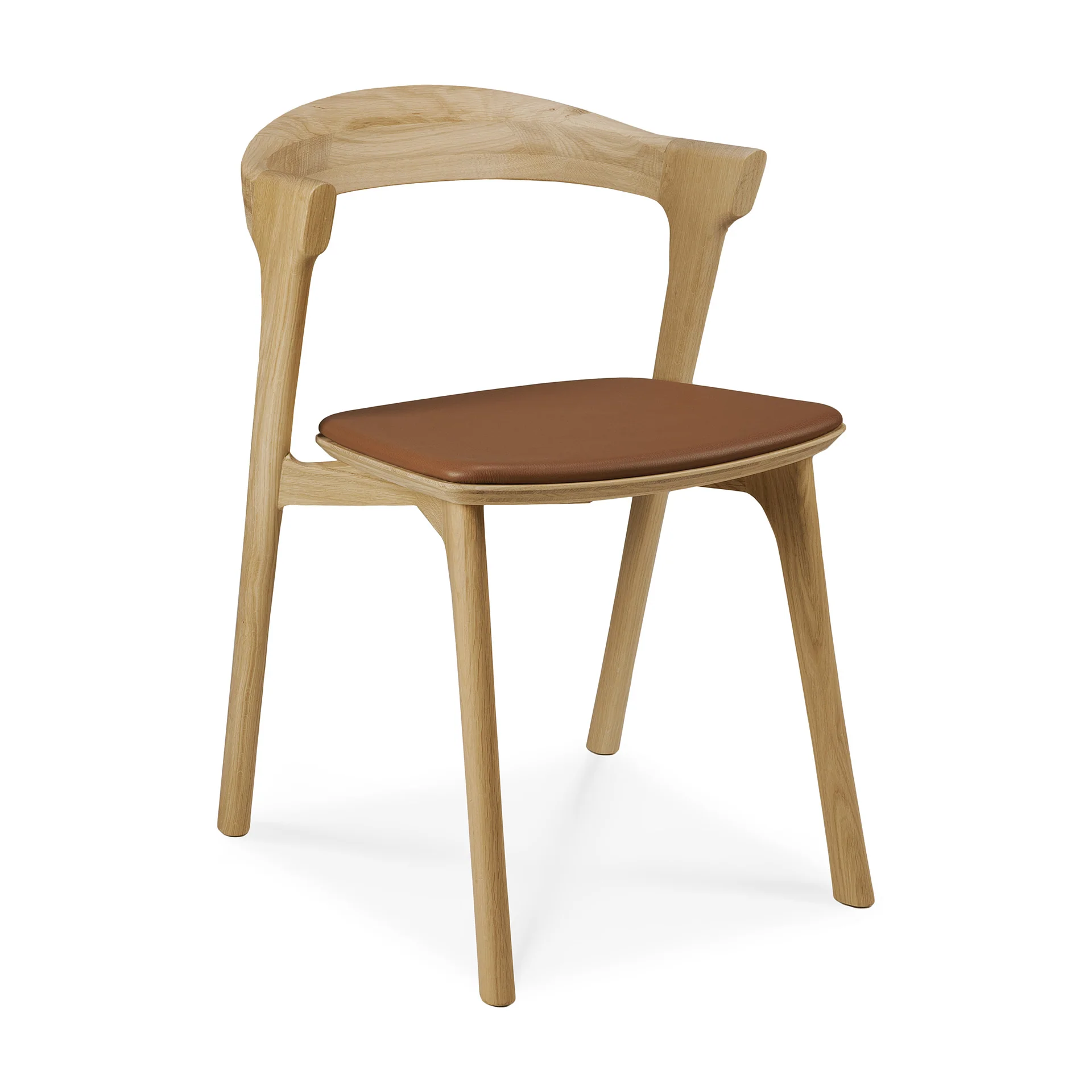 Bok Esszimmerstuhl - lackierte Eiche - Cognac Leder - 50 x 54 x 76 cm