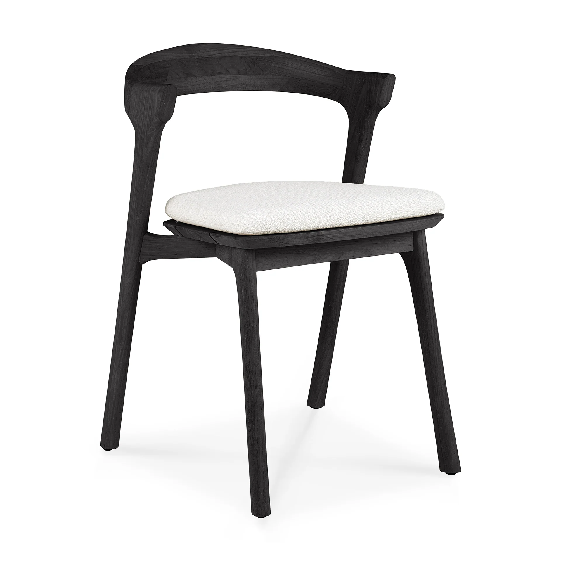 Bok Gartenstuhl - lackiertes Teak - schwarz - Off White Stoff - 50 x 54 x 76 cm